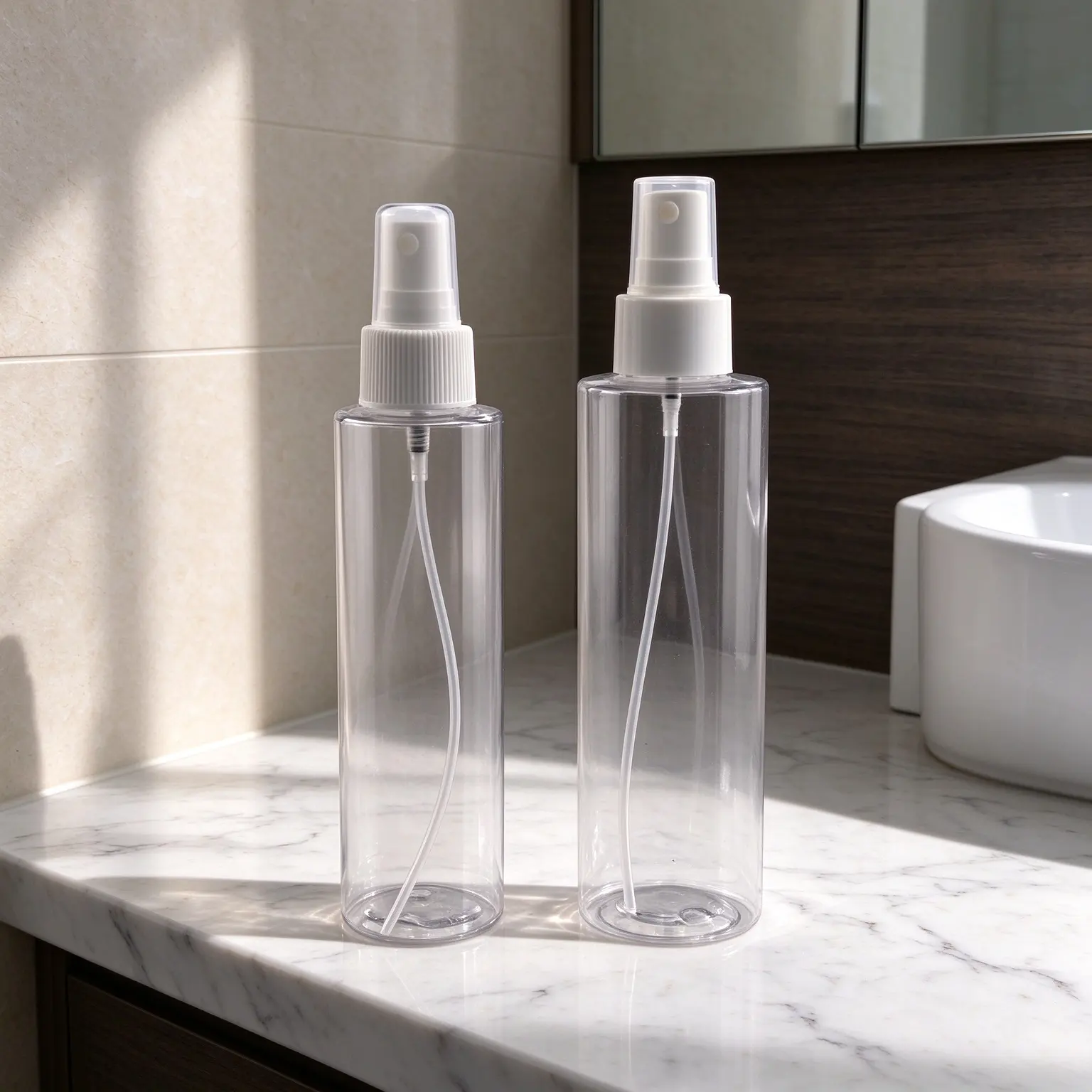 Custom PCR cosmetic plastic pump bottle, 30ml 50ml 100ml recycled bottle for skincare serum toner shampoo