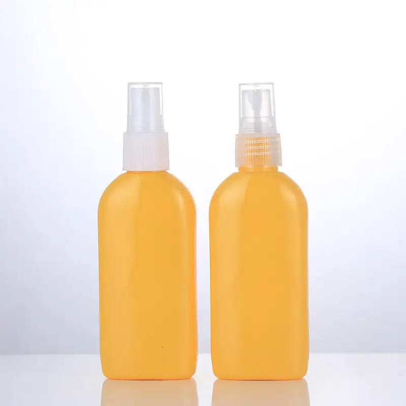 100ml Yellow Flat Pet Spray Bottle Wholesale Empty Vessel For Alcohol And Mosquito Repellent Packaging