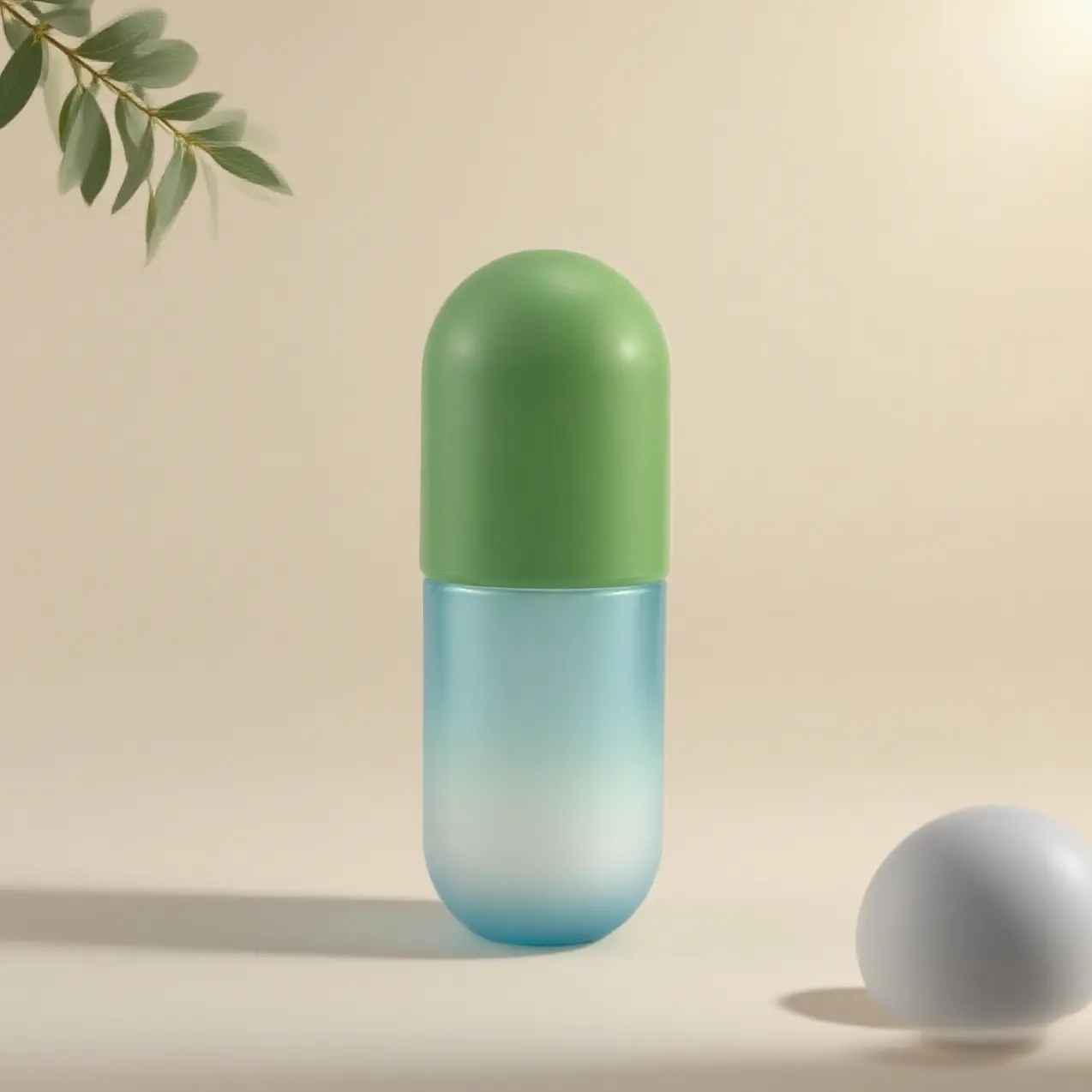 Mini Pill Capsule Plastic Bottle Portable Gradient Blue For Travel Sample Packaging