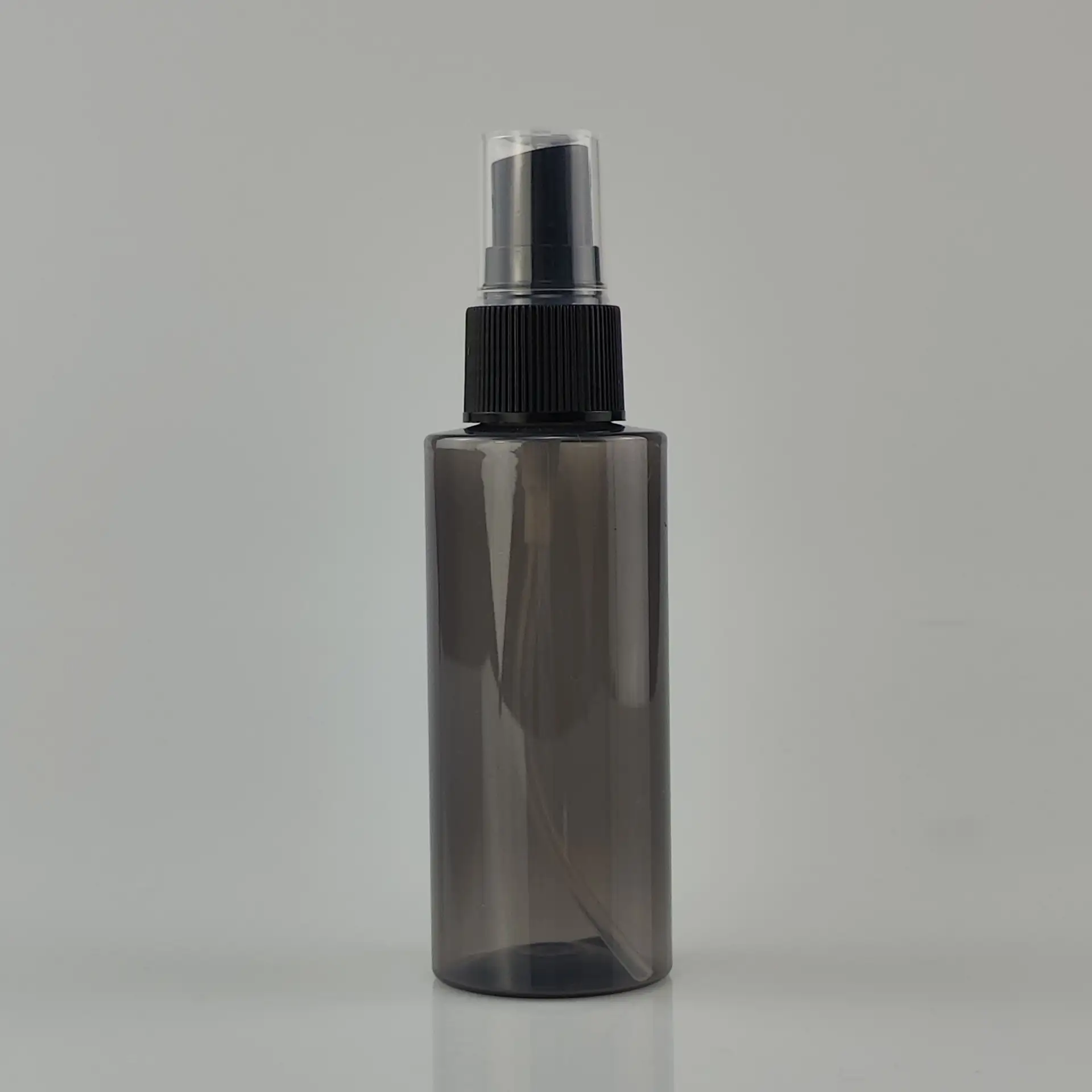 60ml Custom Round Black Transparent PET Spray Bottle With Spray Pump Head