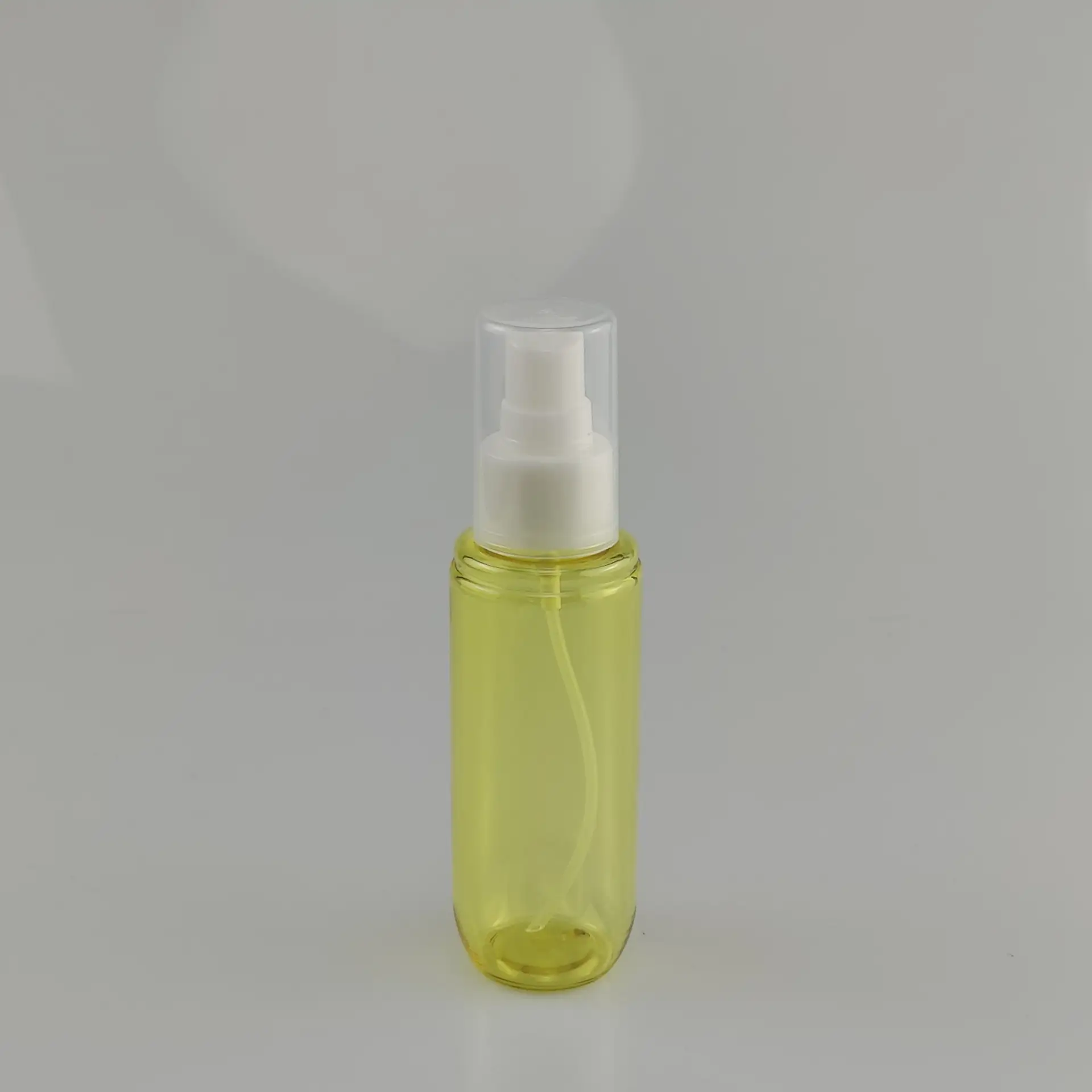 90ml Transparent Yellow PET Fine Mist Spray Bottle For Skin Care Toner Packaging
