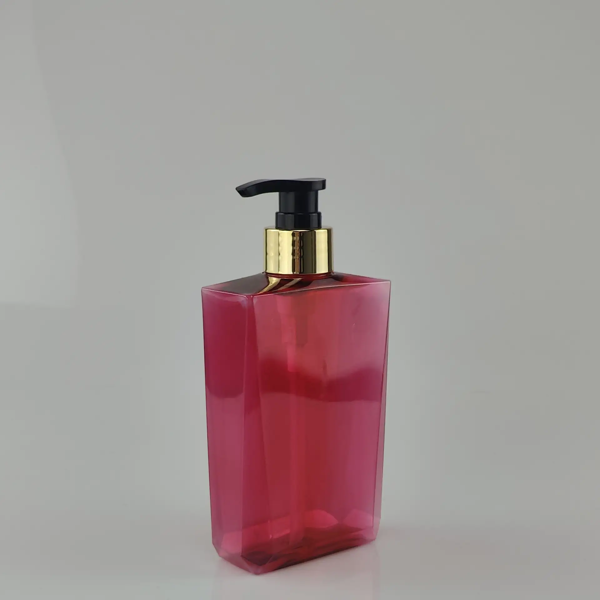 300ml Flat Square Luxury Plastic Squeeze Bottle For Pet Shampoo And Skin Care Lotion Packaging