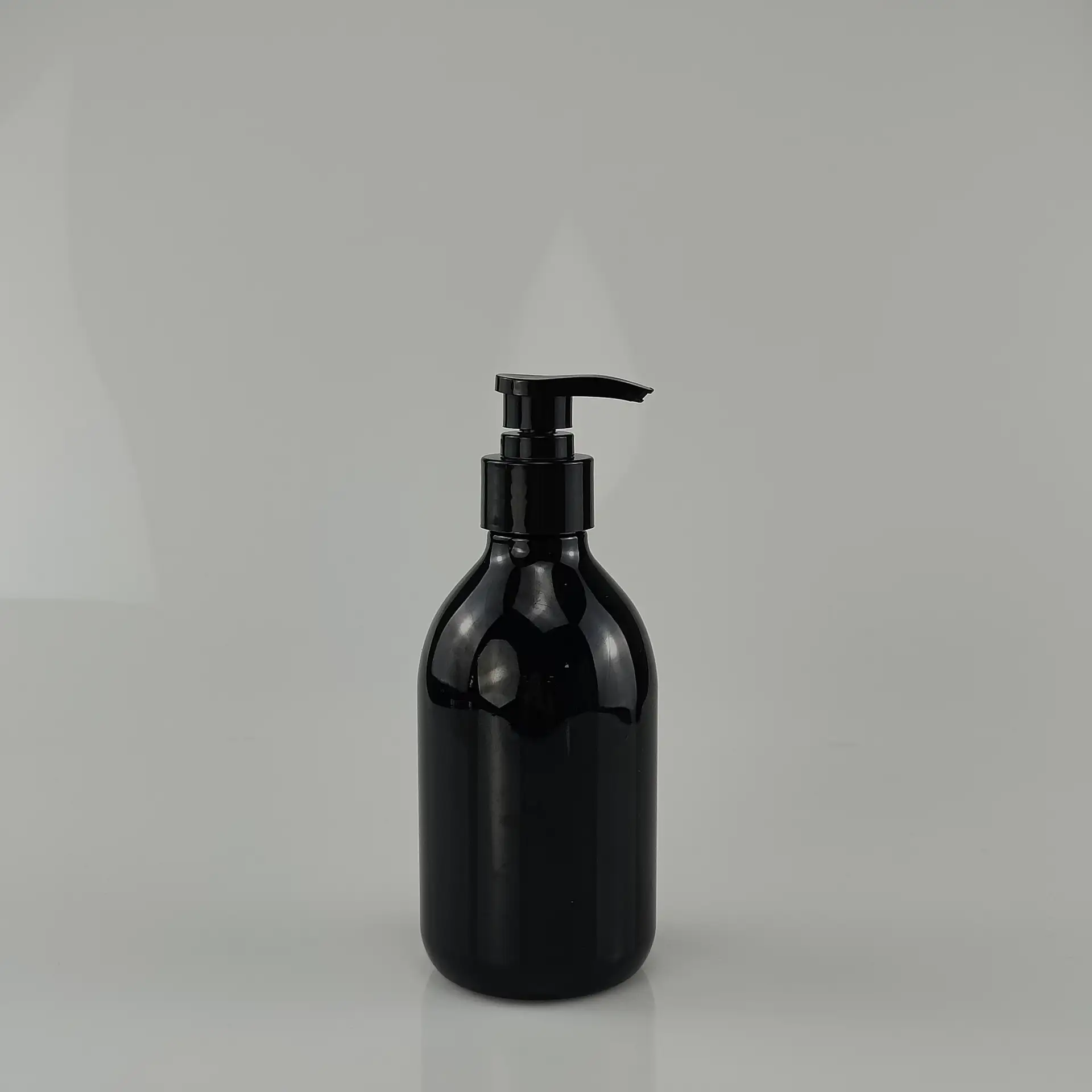 300ml Shiny Glossy Black PET Plastic Lotion Pump Bottle Sealed Empty Jar for Cosmetic Shampoo Face Cream