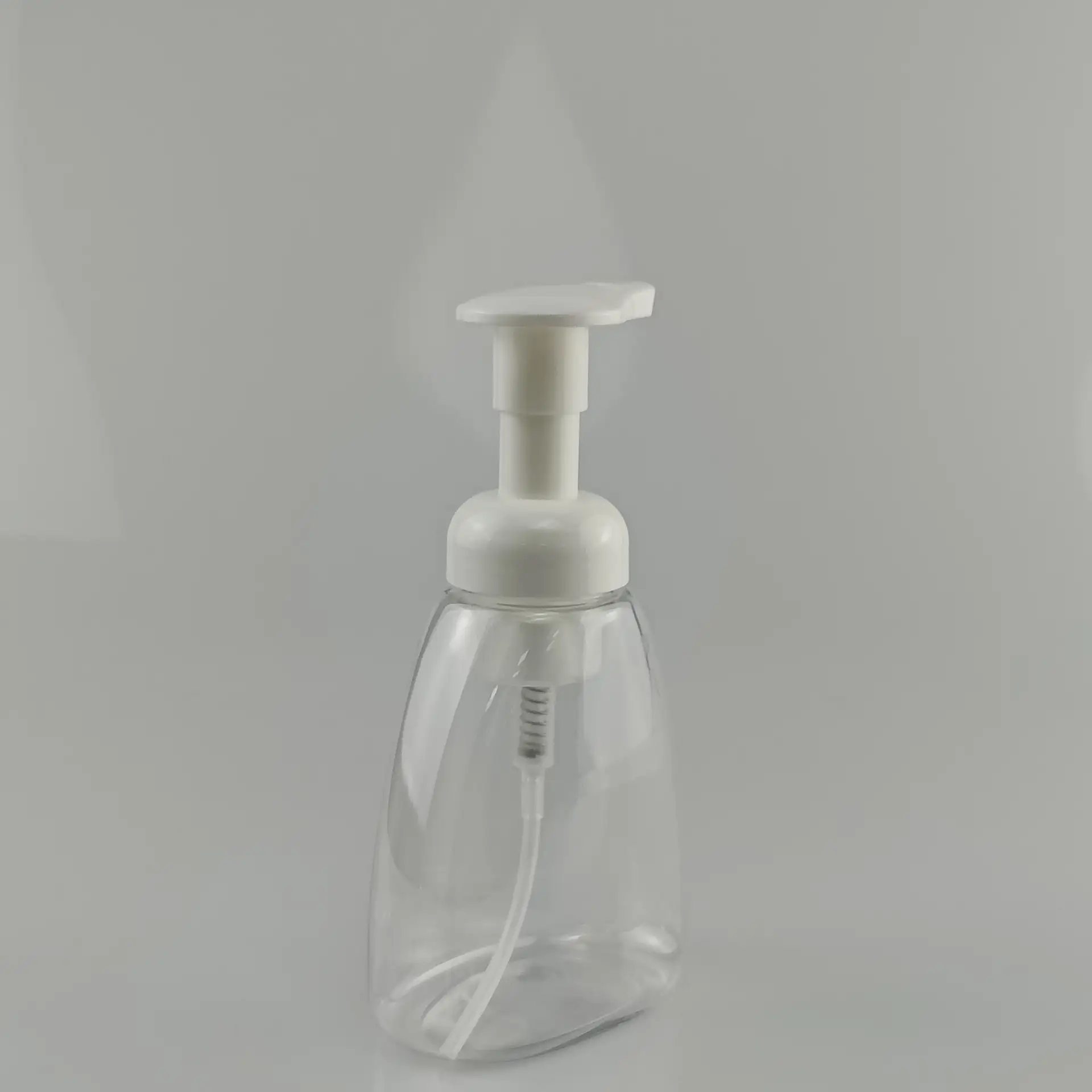 Transparent Empty Pet Plastic Triangular Pump Bottle For Hand Soap Facial Cleanser Skincare Use
