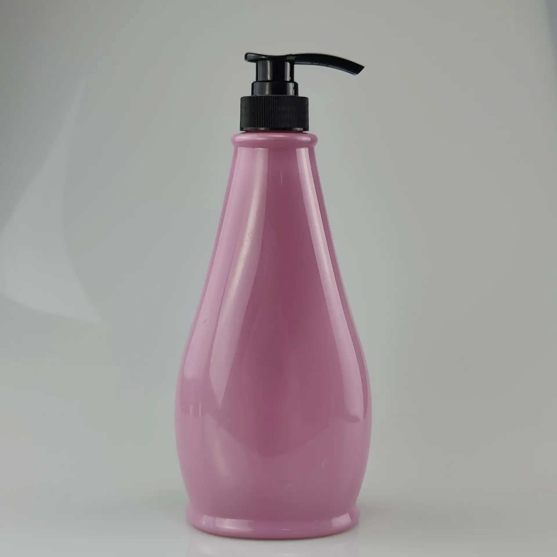 Pink Pear-Shaped Plastic Pump Bottle Refillable Liquid Dispenser For Shampoo Body Wash Cosmetic Lotion