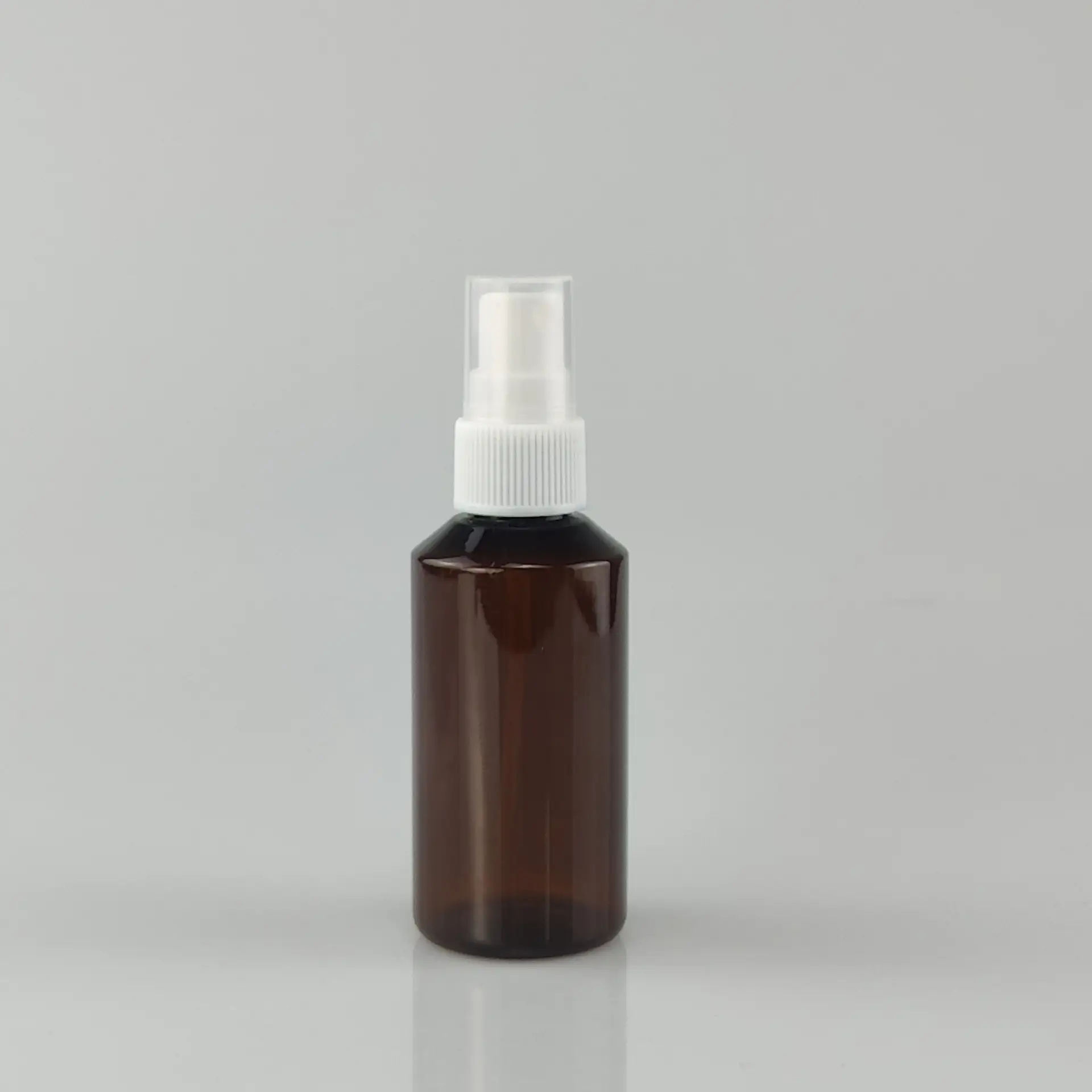 60ml Round Sloped Shoulder Transparent Brown Airless Pump Bottle With Printed Logo For Skincare Products
