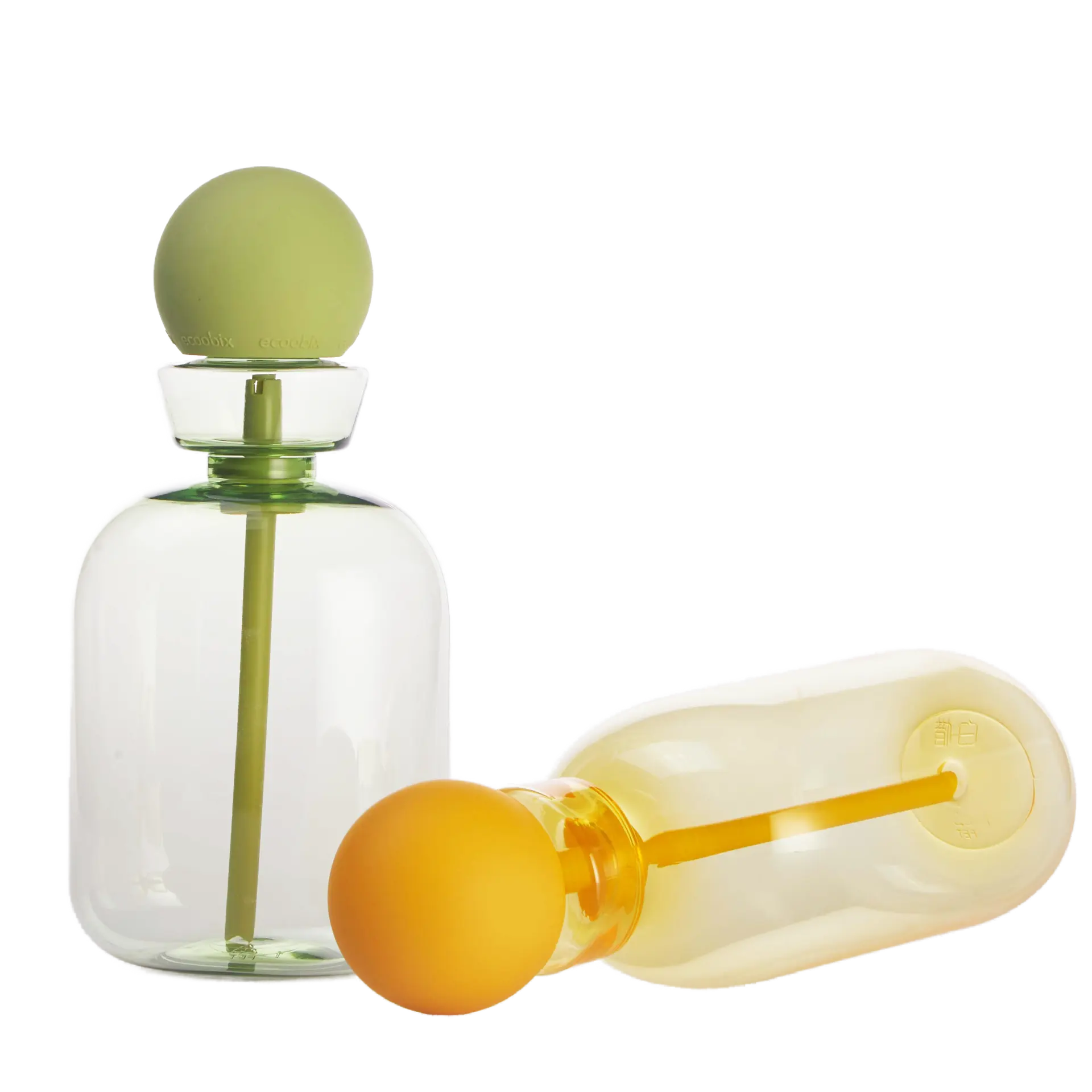 Empty glass mouthwash bottle with colorful ball cap, refillable liquid container for bathroom oral rins