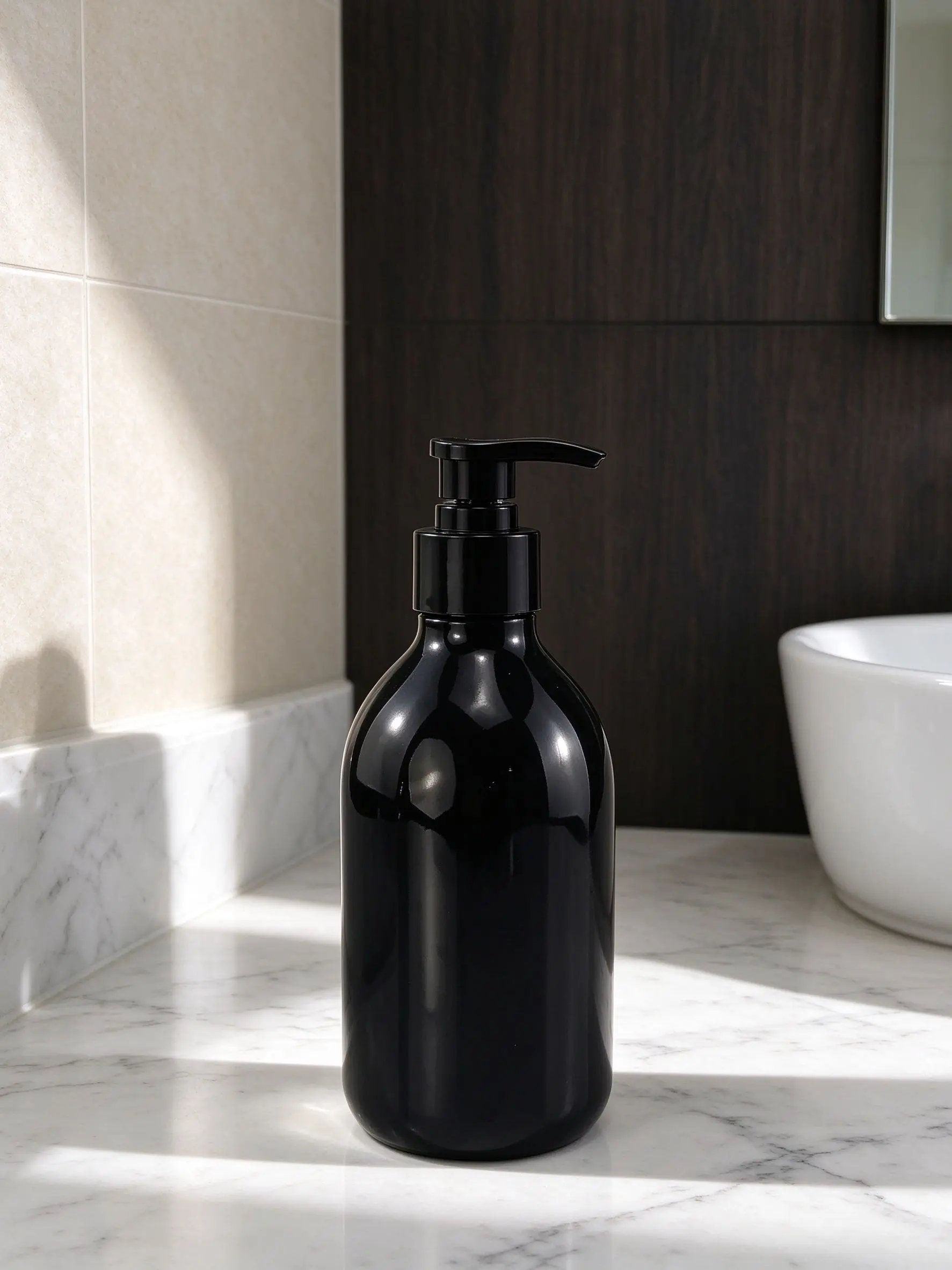 300ml Shiny Glossy Black PET Plastic Lotion Pump Bottle Sealed Empty Jar for Cosmetic Shampoo Face Cream