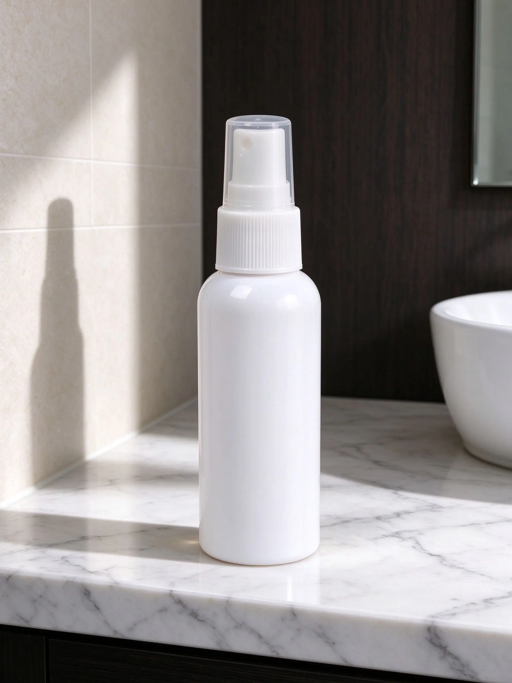 50ml transparent PET spray bottle is fitted with practical white pump, ideal for daily cosmetic storage,Supports customization.