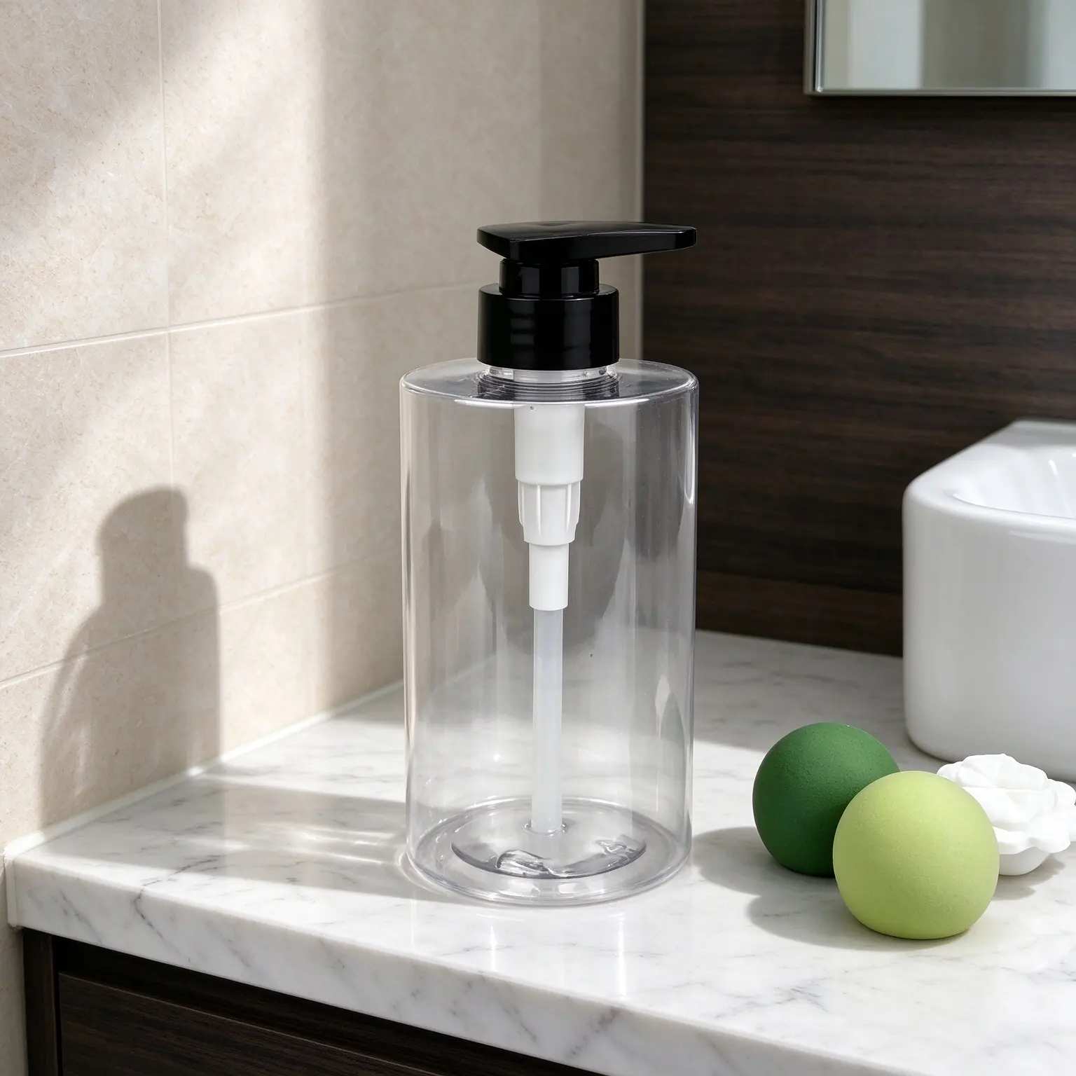 High Quality 500ml Transparent PET Flat Shoulder Bottle