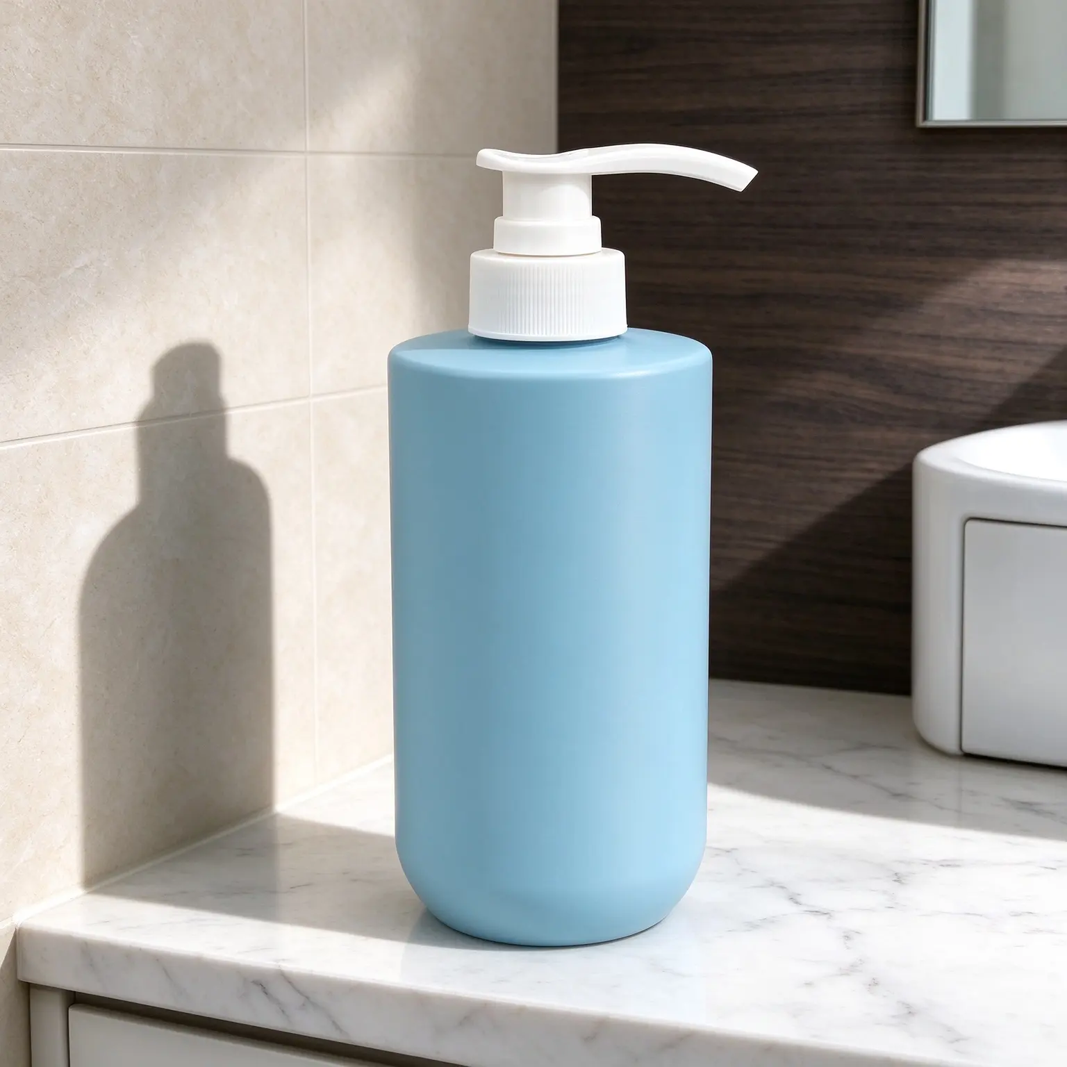 500ML Blue PET Plastic Press Pump Bottle For Shampoo Body Wash And Skin Care Product Packaging