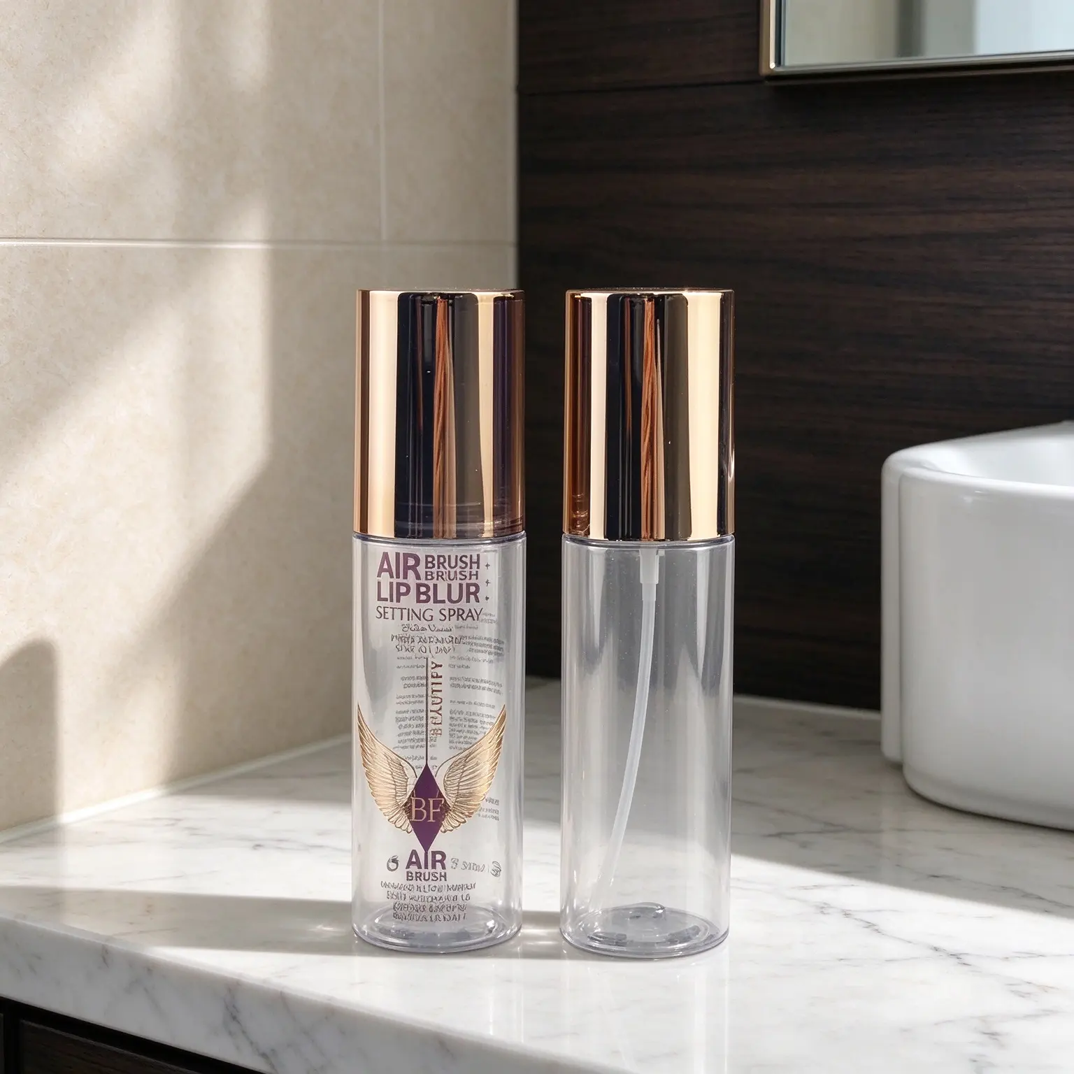 Luxury 150ml Flat Shoulder PET Bottle With Gold Cap For Skincare Serum Packaging
