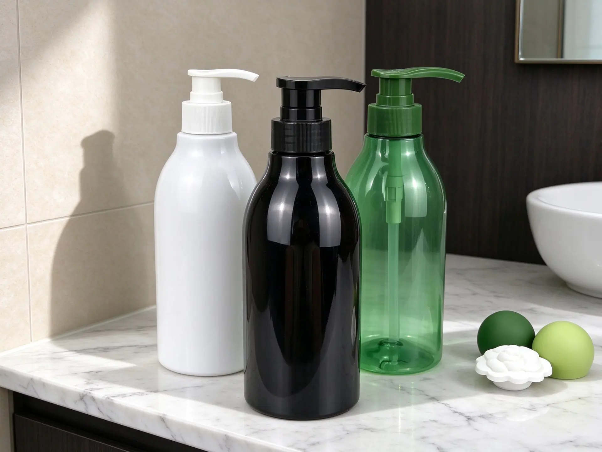 Luxury White Round Boston 500ml PET Bottle Press Pump For Liquid Skincare Cosmetic Packaging