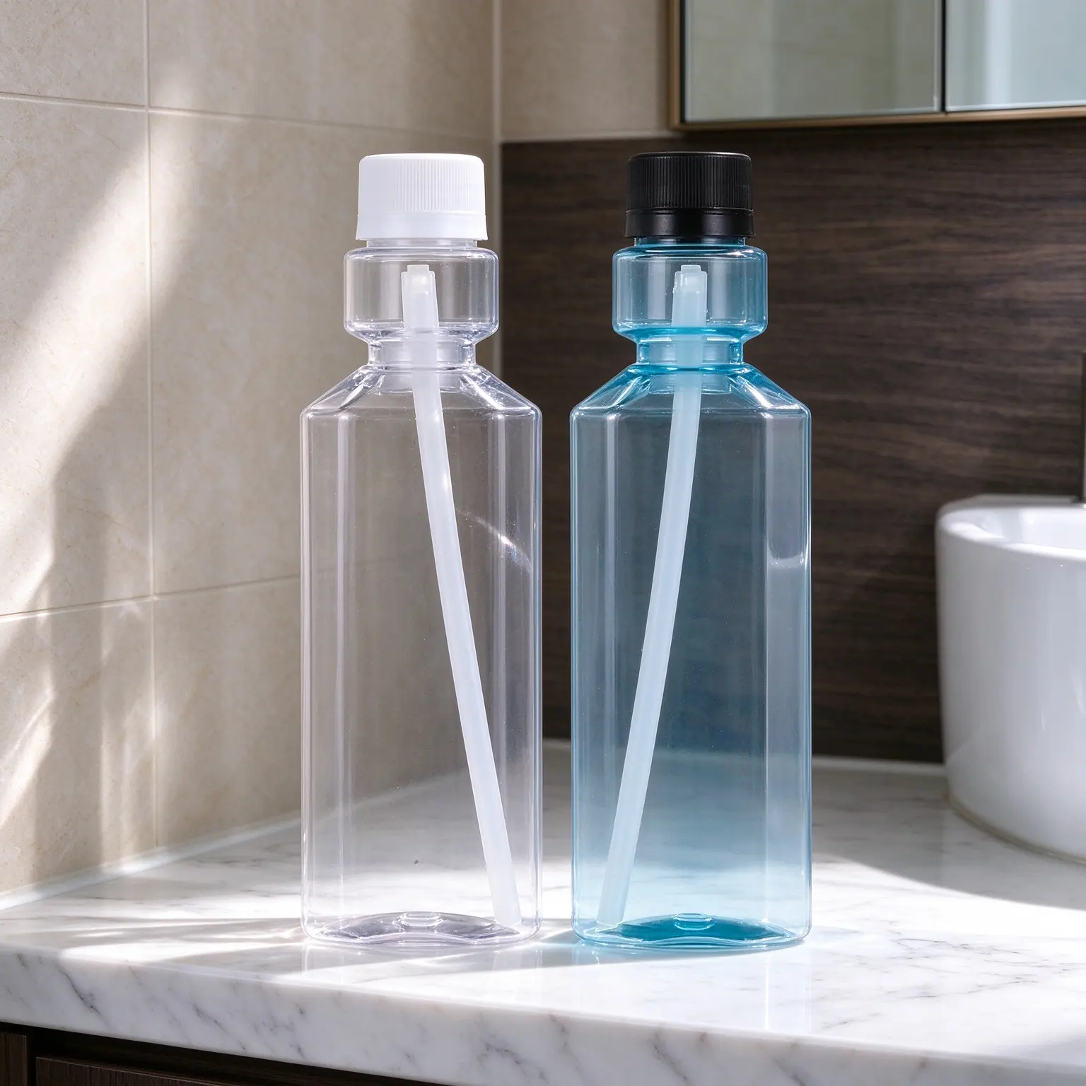 250ml Transparent Plastic Pet Mouthwash Bottle Portable Travel Container for Oral Care Liquid