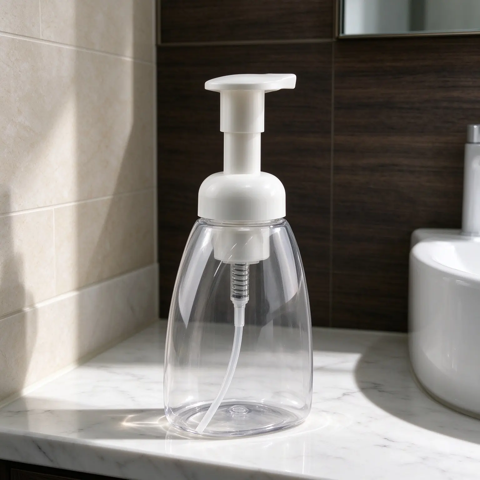 Transparent Empty Pet Plastic Triangular Pump Bottle For Hand Soap Facial Cleanser Skincare Use