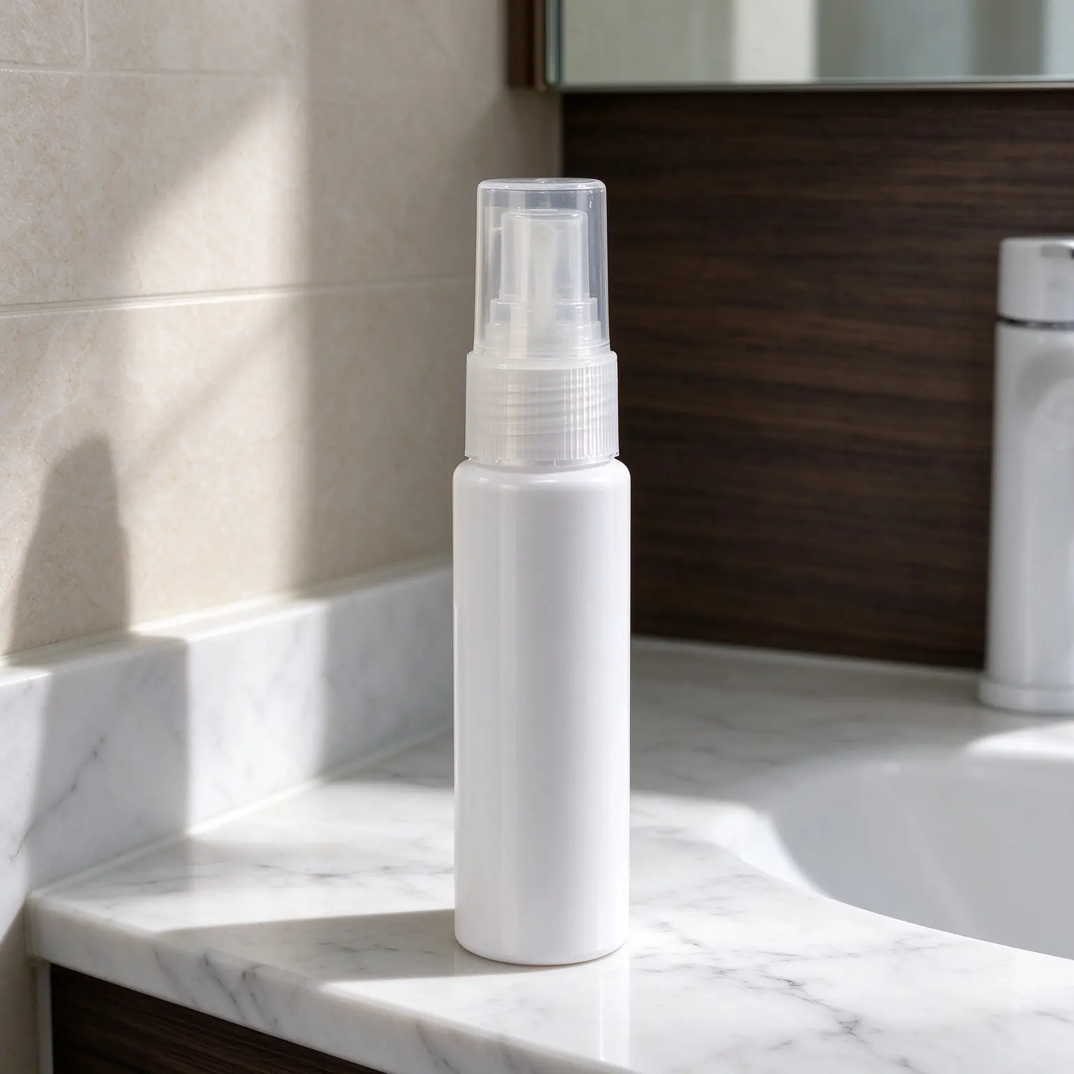 60ml Compact Oval White PET Spray Bottle Safe Sealed Pump For Personal Care Cosmetic Liquid Packaging