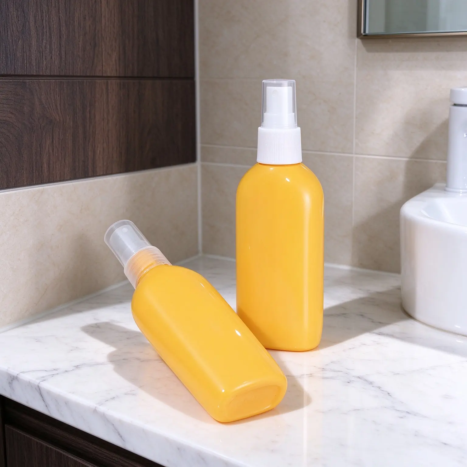 100ml Yellow Flat Pet Spray Bottle Wholesale Empty Vessel For Alcohol And Mosquito Repellent Packaging