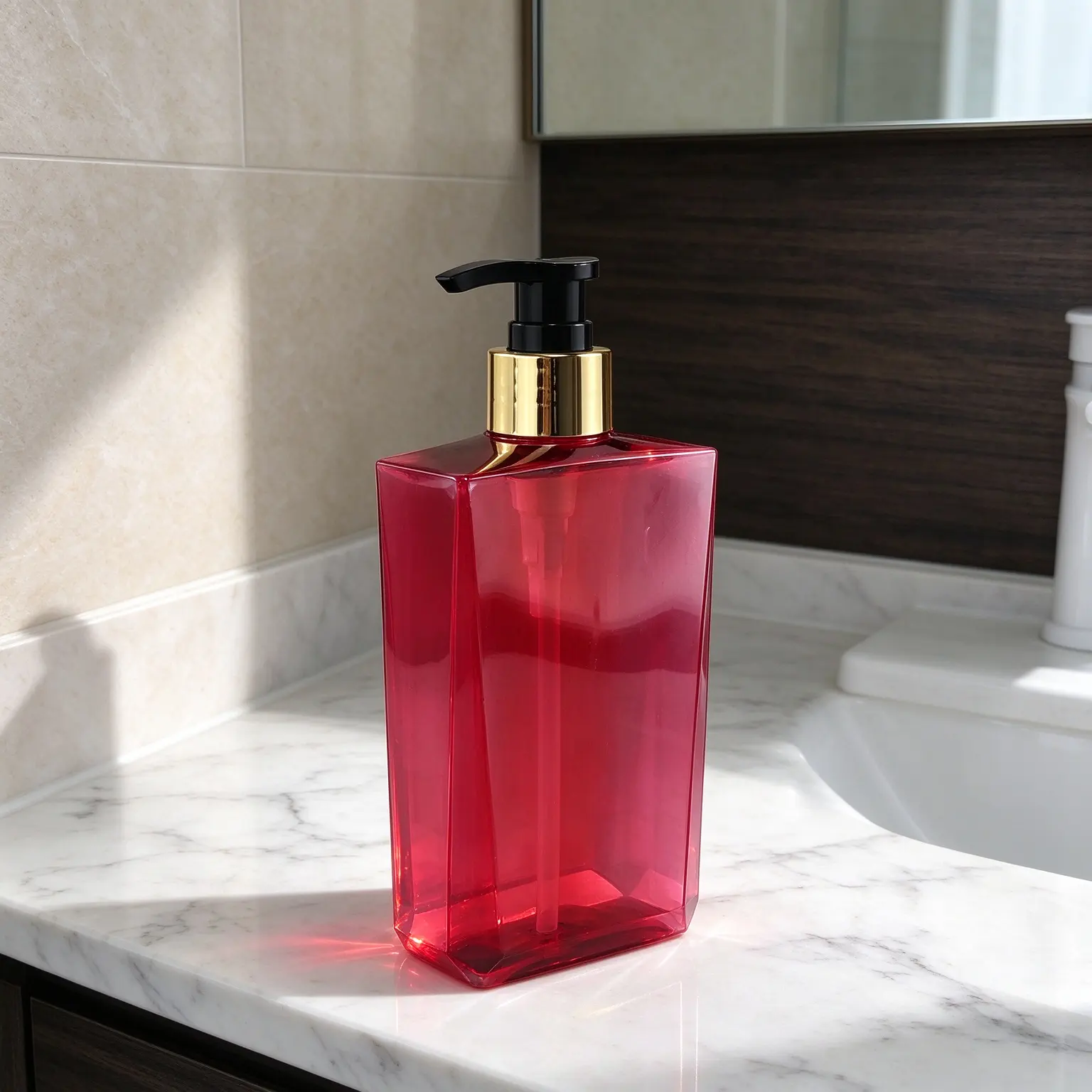 300ml New Square Flat PET Shampoo Bottle Luxury Colorful Squeeze Bottle For Skincare Lotion Packaging