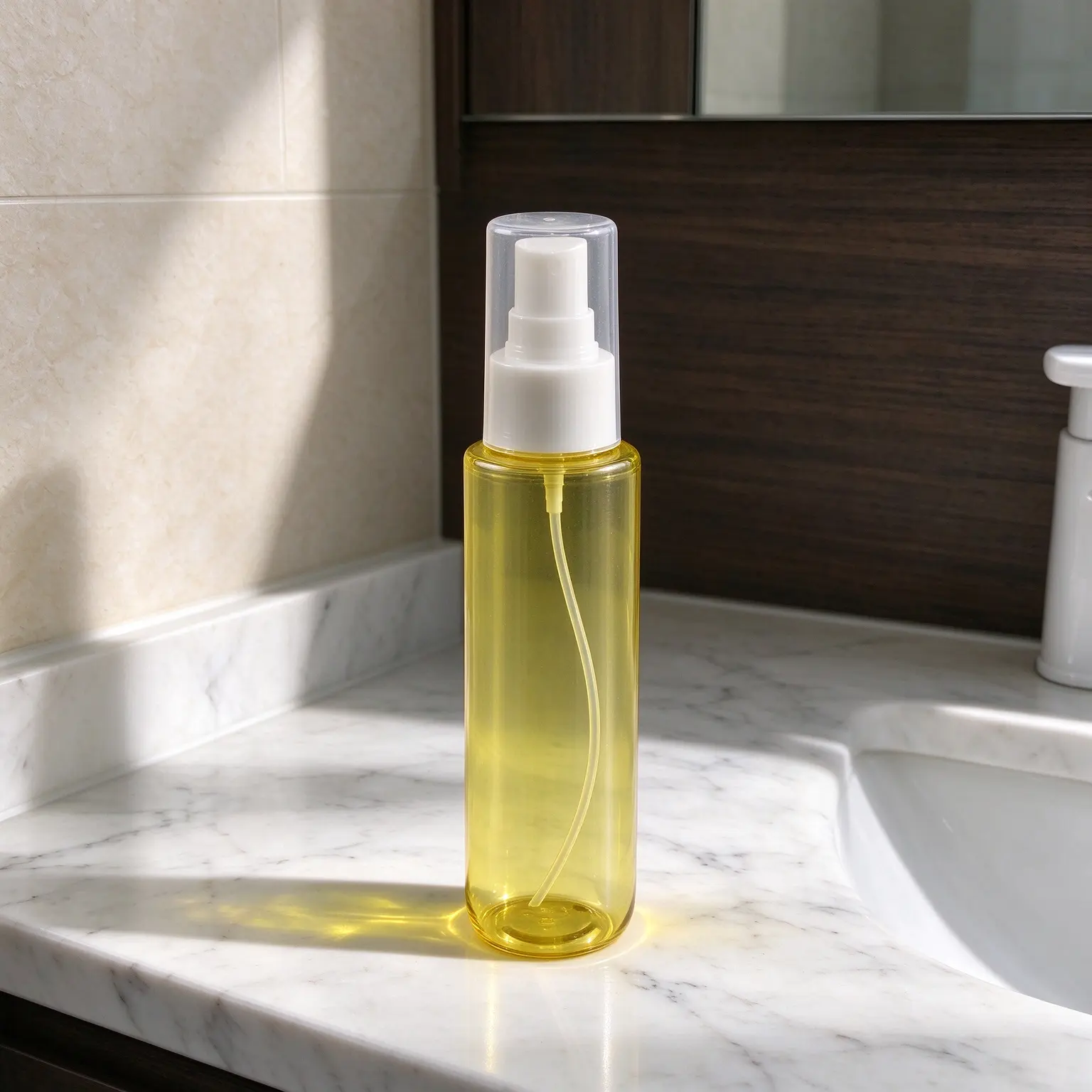 90ml Transparent Yellow PET Fine Mist Spray Bottle For Skin Care Toner Packaging