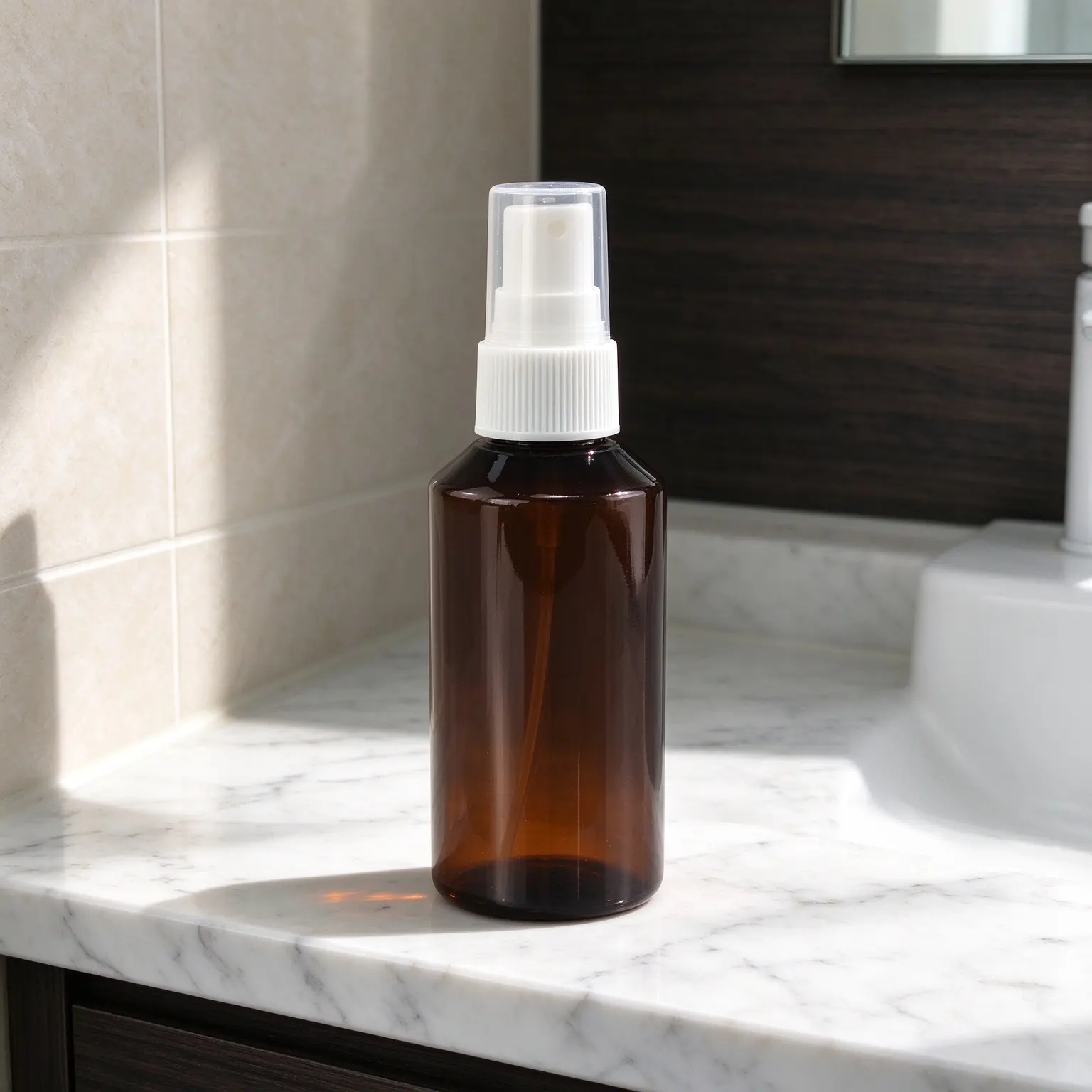 60ml Round Sloped Shoulder Transparent Brown Airless Pump Bottle With Printed Logo For Skincare Products