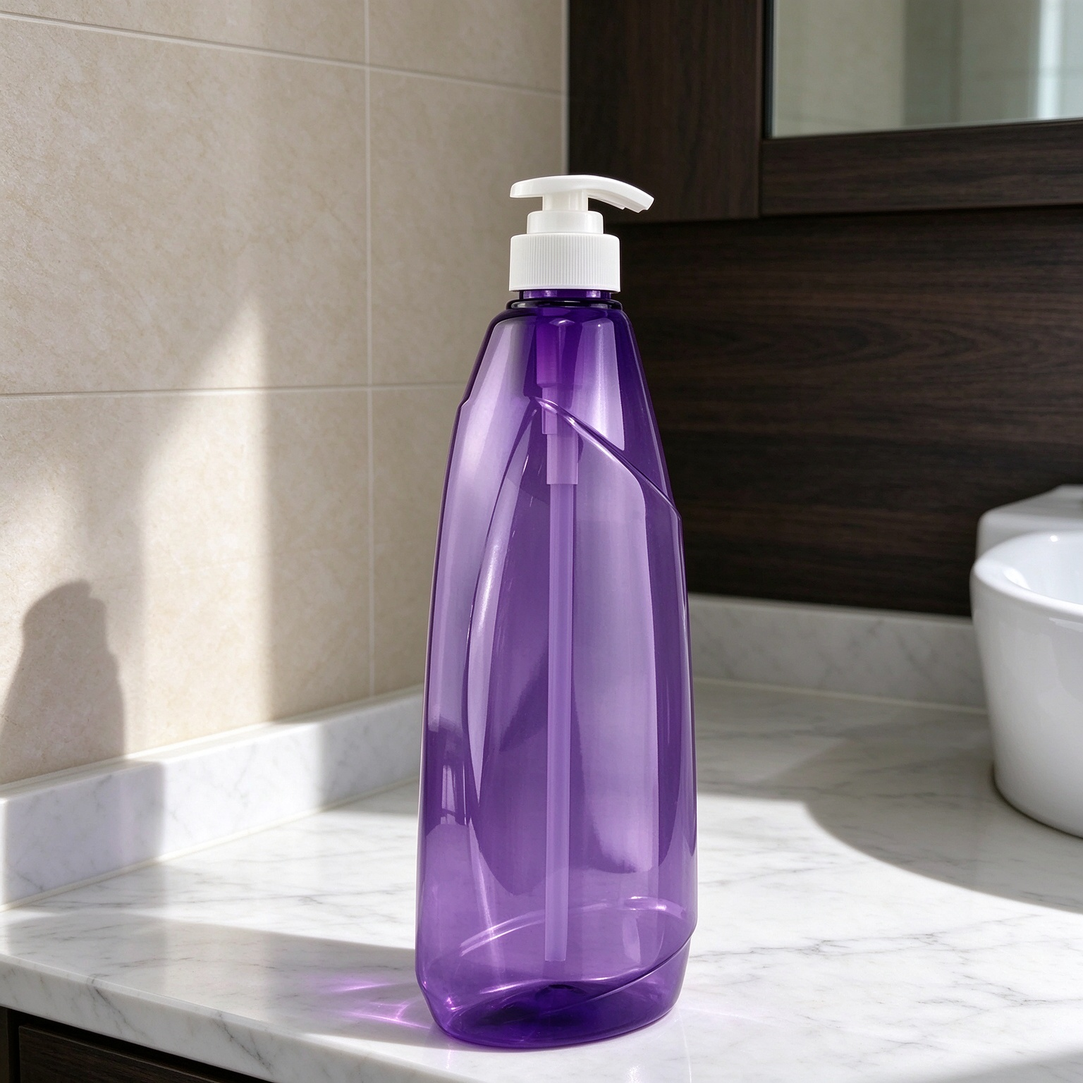 1000ml Glossy Purple PET Pump Bottle For Shampoo Lotion Cosmetic Packaging