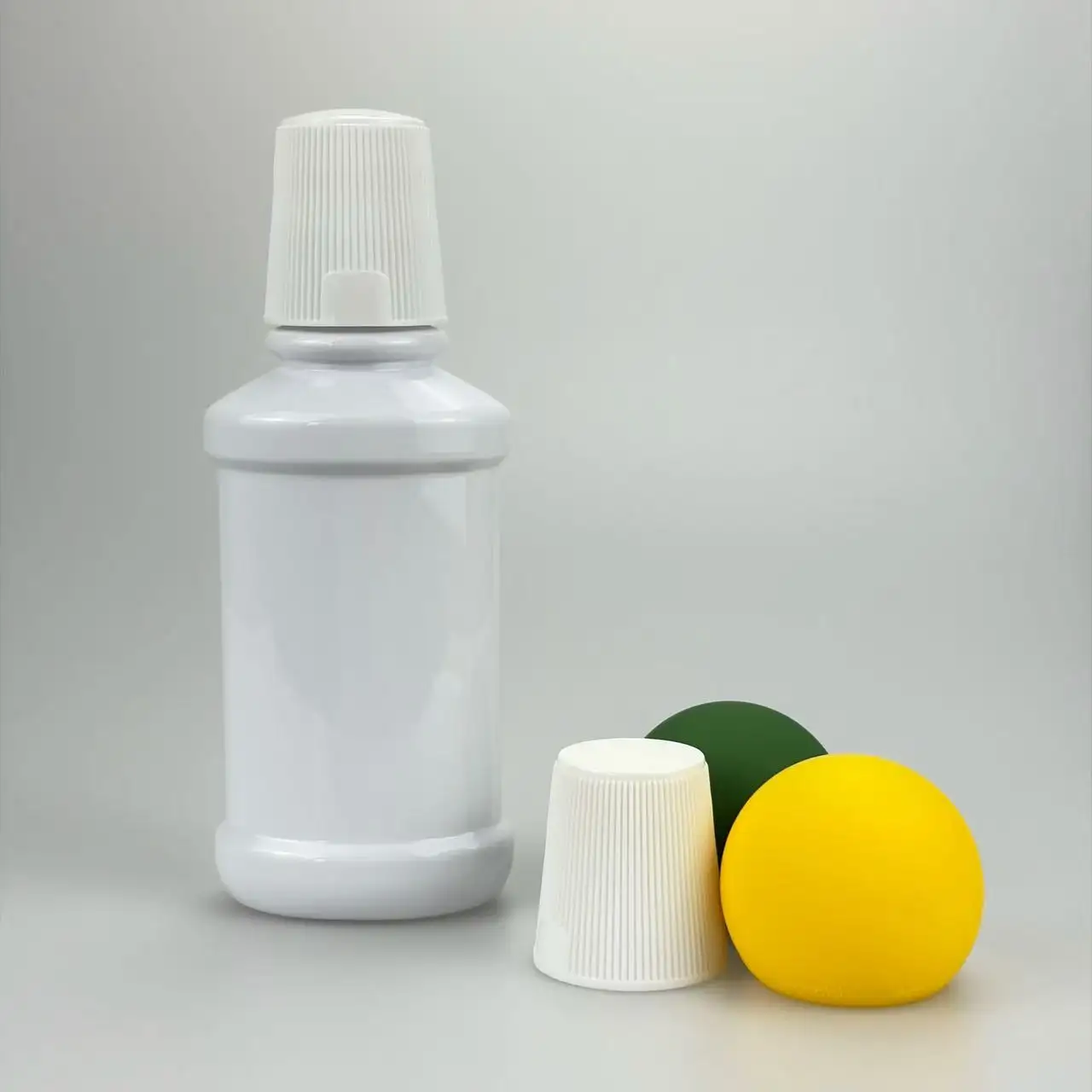 200ml food-grade PET mouthwash bottle with white screw cap, oral rinse storage container with interchangeable lids