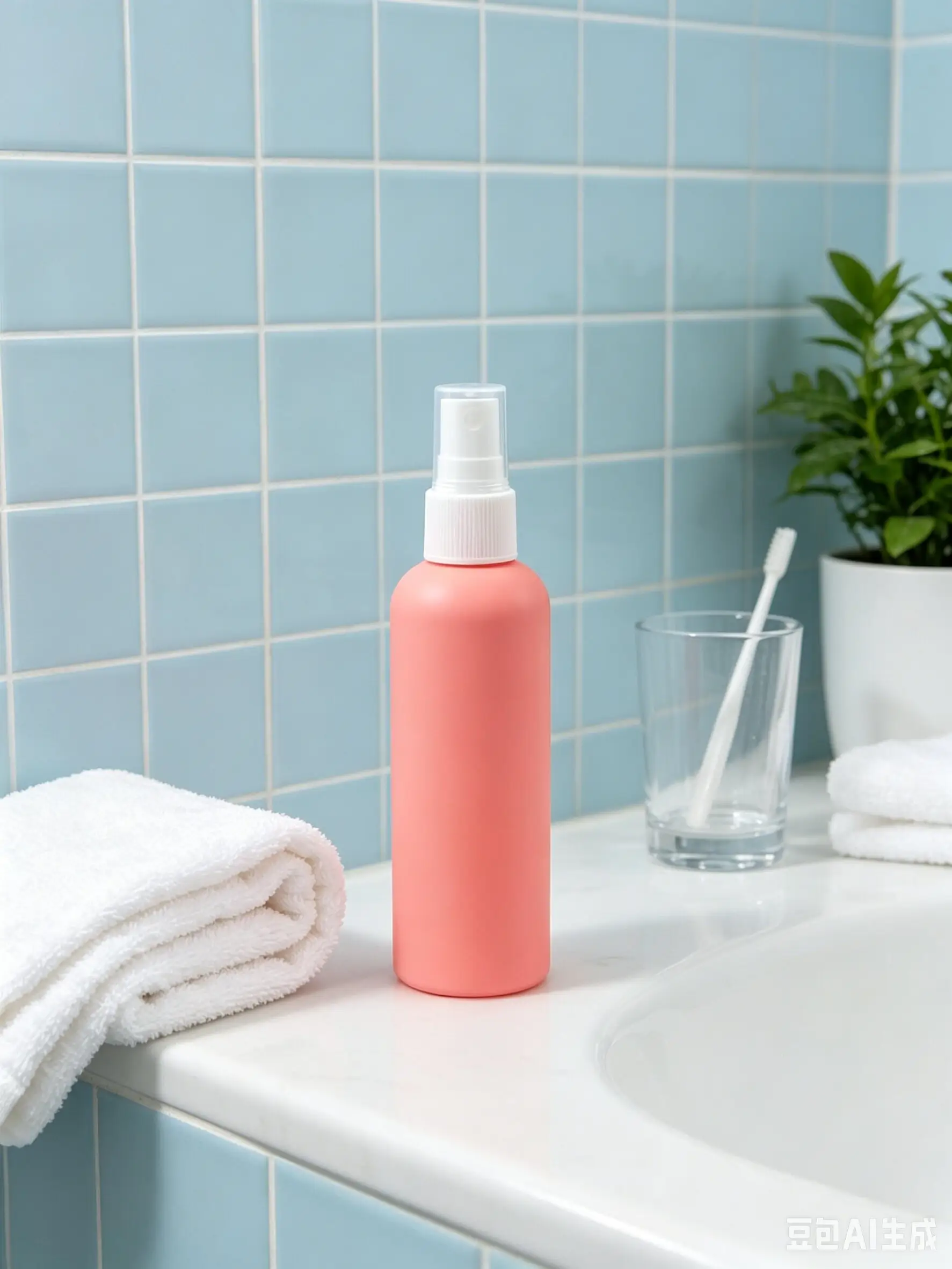 Matte Coral Pink Round PET Fine Mist Spray Bottle White Sprayer Pet Deodorant Travel Container