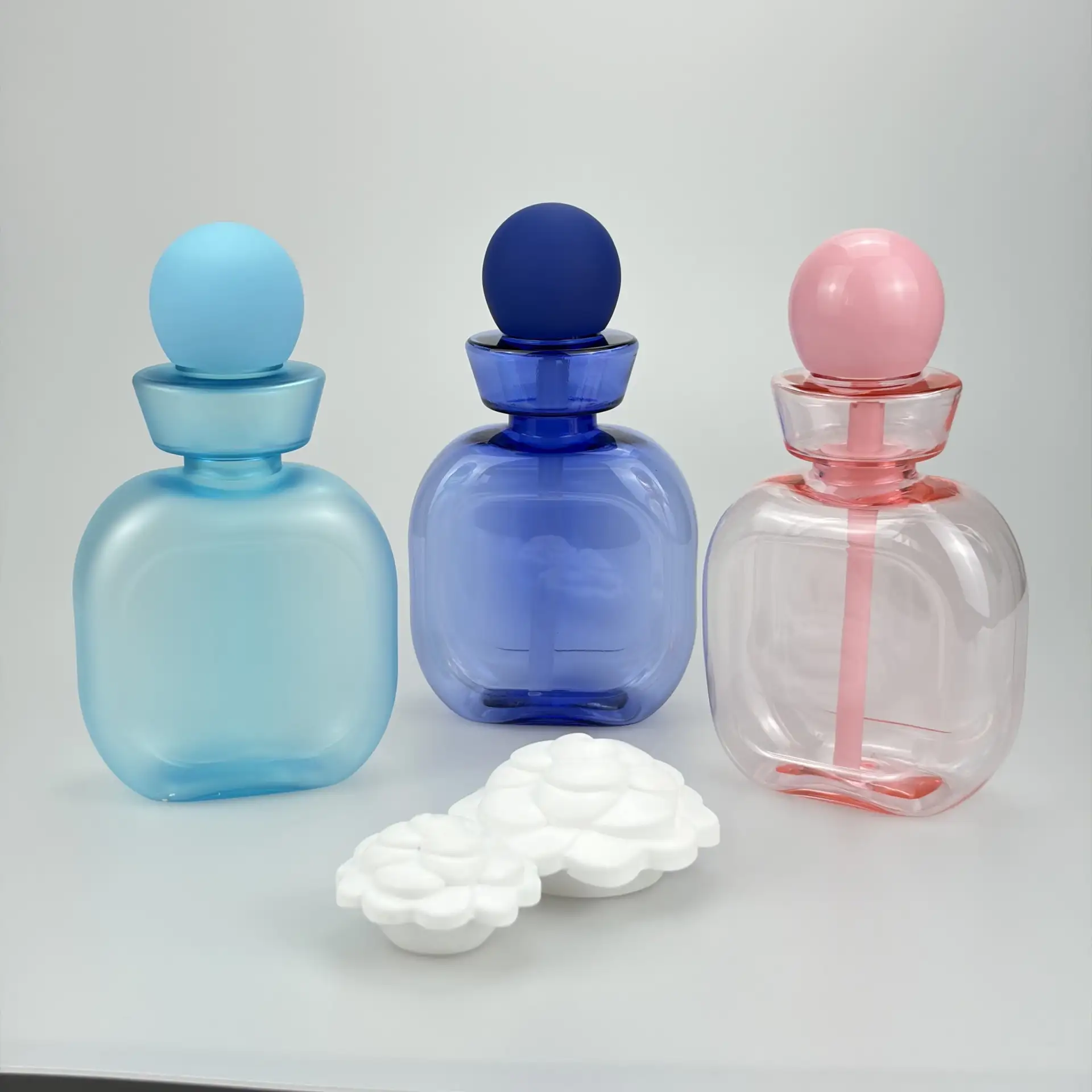 200ml Blue Frosted Semi-Transparent Flat Quantitative PET Mouthwash Bottle Oral Hygiene Container