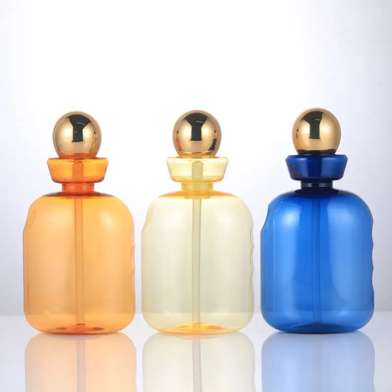 420ml Transparent PET Mouthwash Bottle Electroplated Bead Screw Cap Oral Care Packaging
