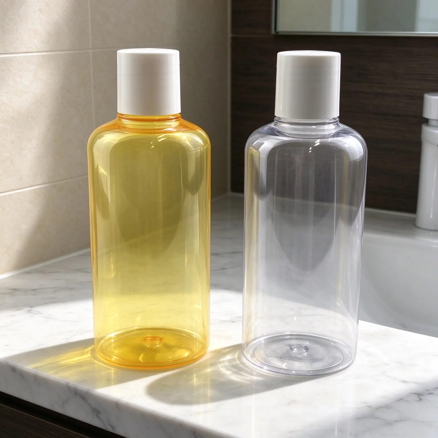 clear screw cap bottle This simple cylindrical PET bottle adopts full high-transparent body, matched with tight matte white