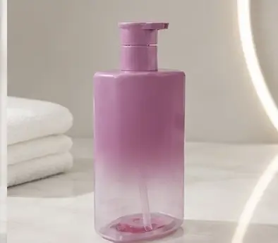 Gradient Lavender Pink Flat Square PET Pump Bottle Same Color Press Dispenser Shampoo Body Wash Pet Lotion Container