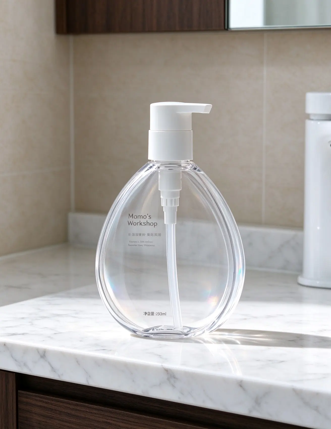 Clear Teardrop PET Pump Bottle Pet Cleansing Container