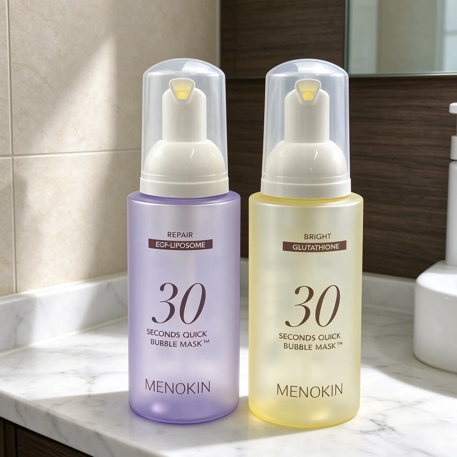 Purple Foam pump bottle designed for pet gentle cleansing, dome‑shaped cap prevents pump clogging during outdoor trips.