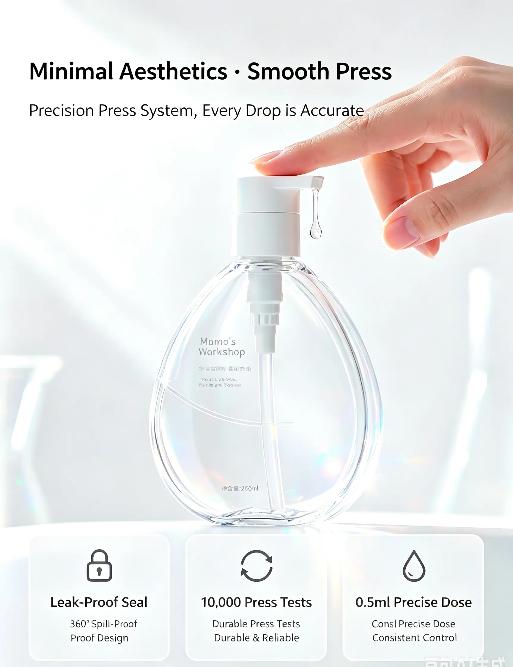 Clear Teardrop PET Pump Bottle Pet Cleansing Container