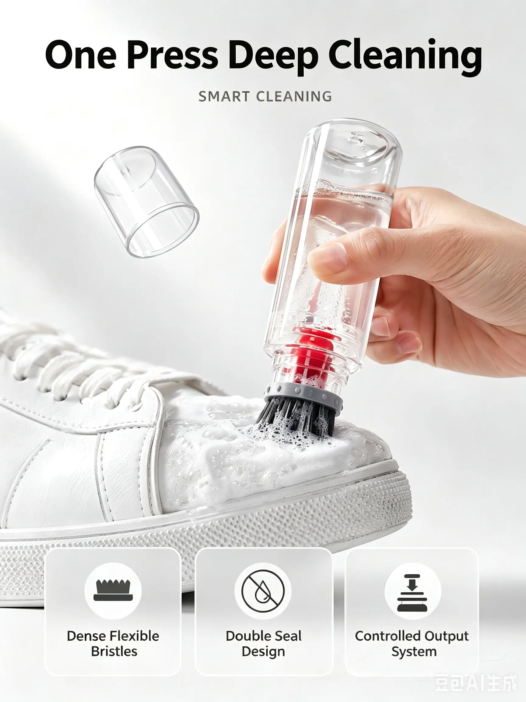 Clear Cylindrical PET Bottle Brush‑in‑Cap Pet Paw Cleaner Container