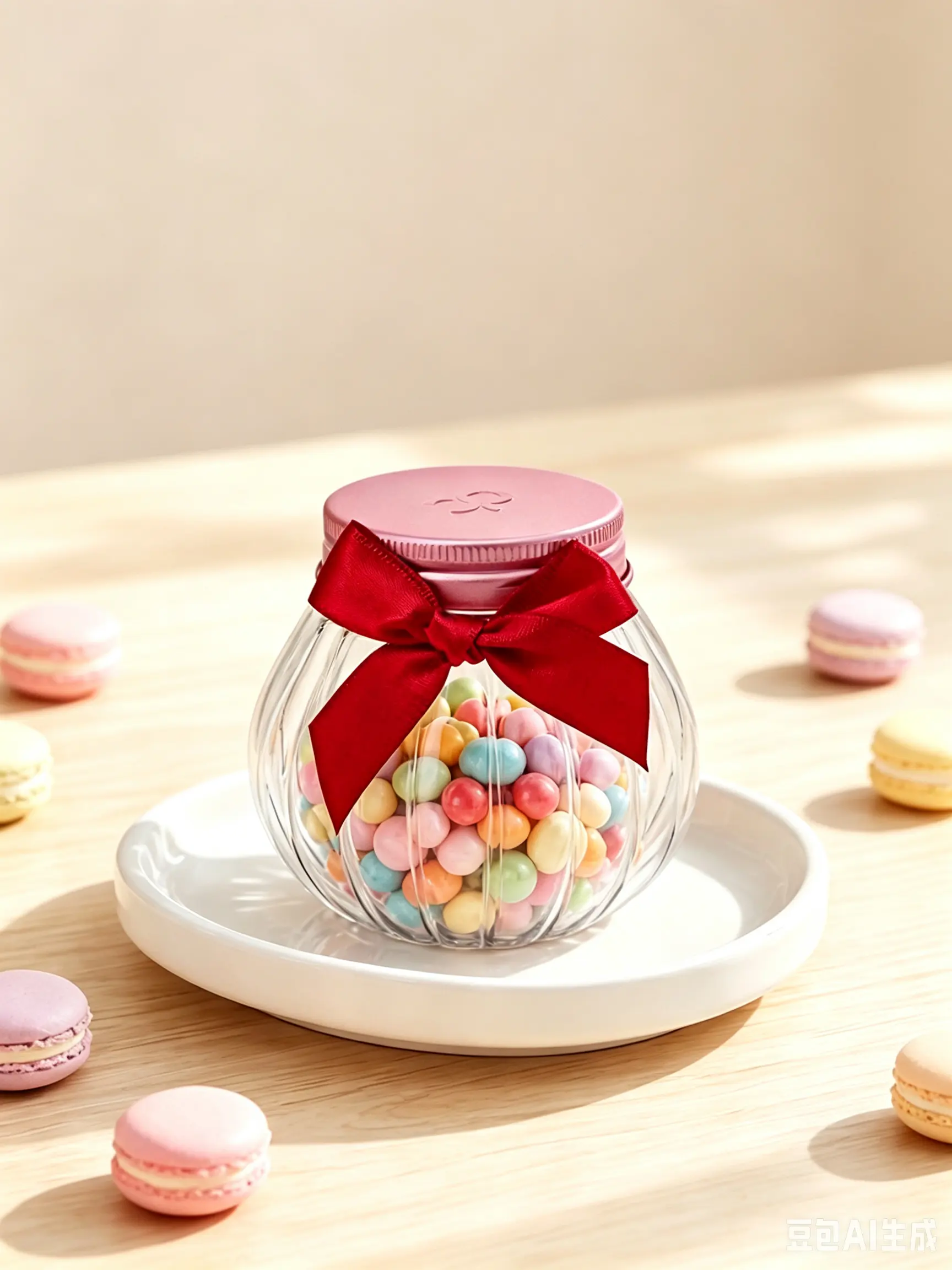 Christmas Pumpkin Glass Jar Pink Metal Lid Pet Spa Care Gift Container