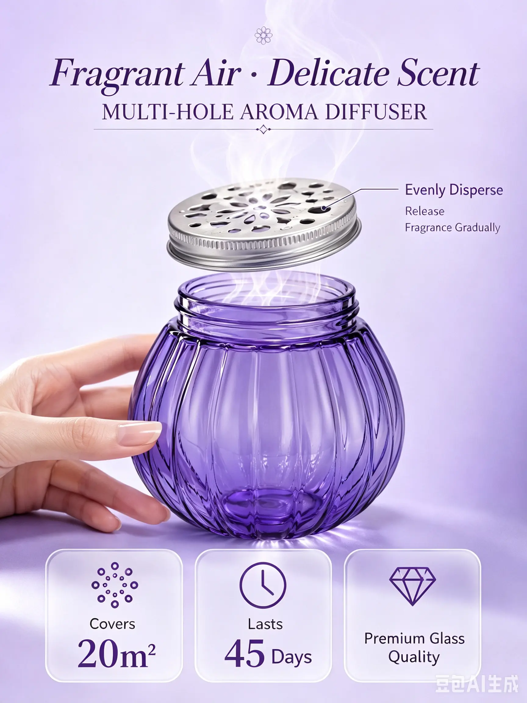 Mini Purple Pumpkin PET Diffuser Jar Pet Deodorant Fragrance Container