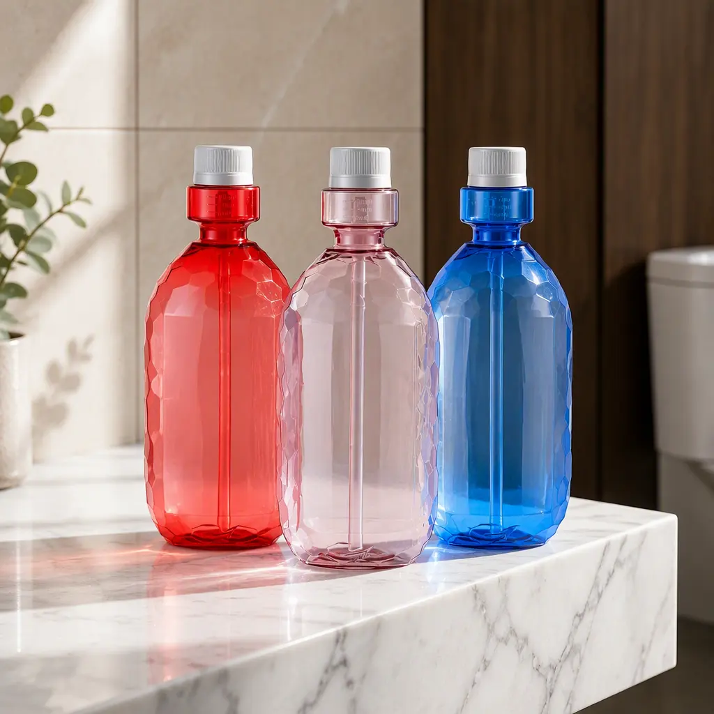 500ml PET empty mouthwash plastic bottle, pump dispenser, multi-color liquid storage bottle