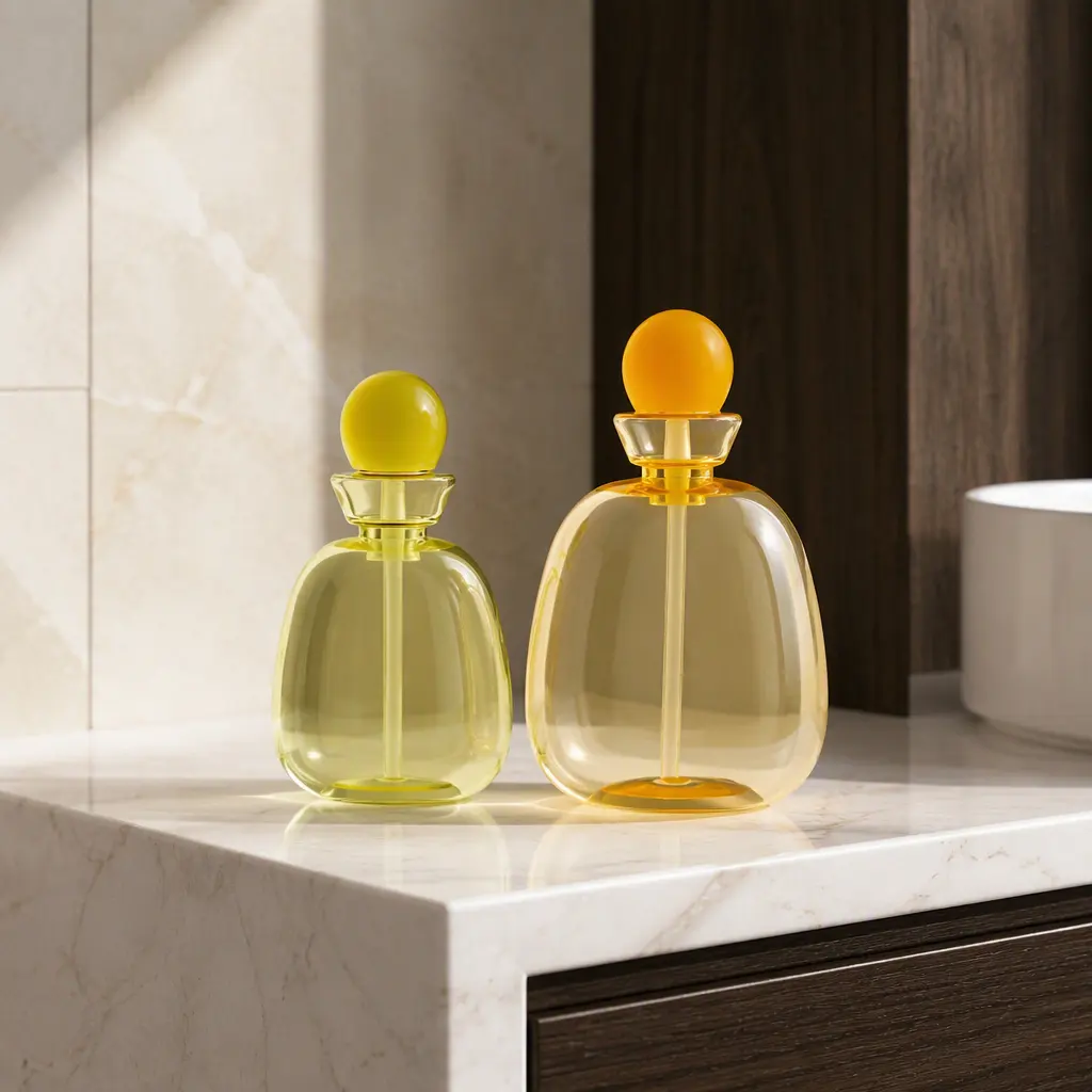 260ml PET mouthwash bottle with pump dispenser, yellow orange empty plastic liquid bottle for oral care packaging