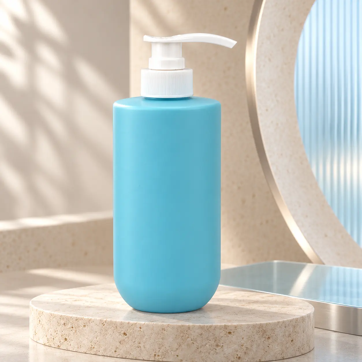 500ml matte teal plastic lotion pump bottle with white pump head, empty refillable cosmetic bottle for body wash