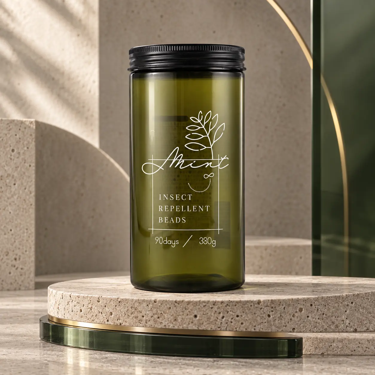 empty green PET wide‑mouth jar XR2‑014, 330g plastic storage jar for skincare cosmetics food packaging