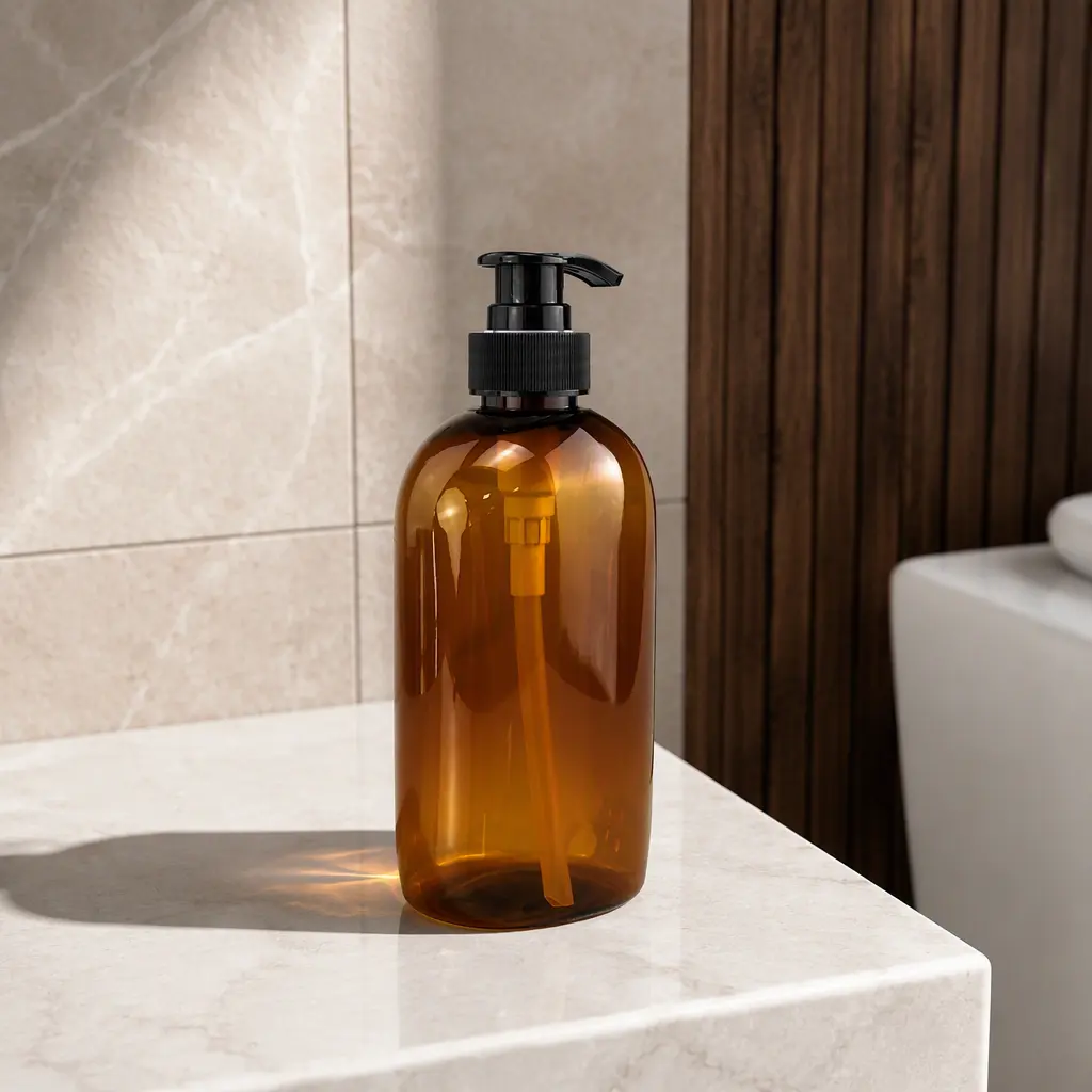 600ml Amber Transparent PET Refillable Cosmetic Lotion Container Dispenser Plastic Shampoo Bottle Pump Sprayer Empty Face Bottle