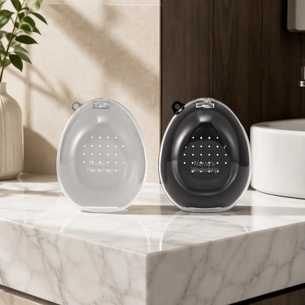 Round egg shape makeup sponge storage case, plastic beauty blender holder with vent hole portable dustproof cosmetic container