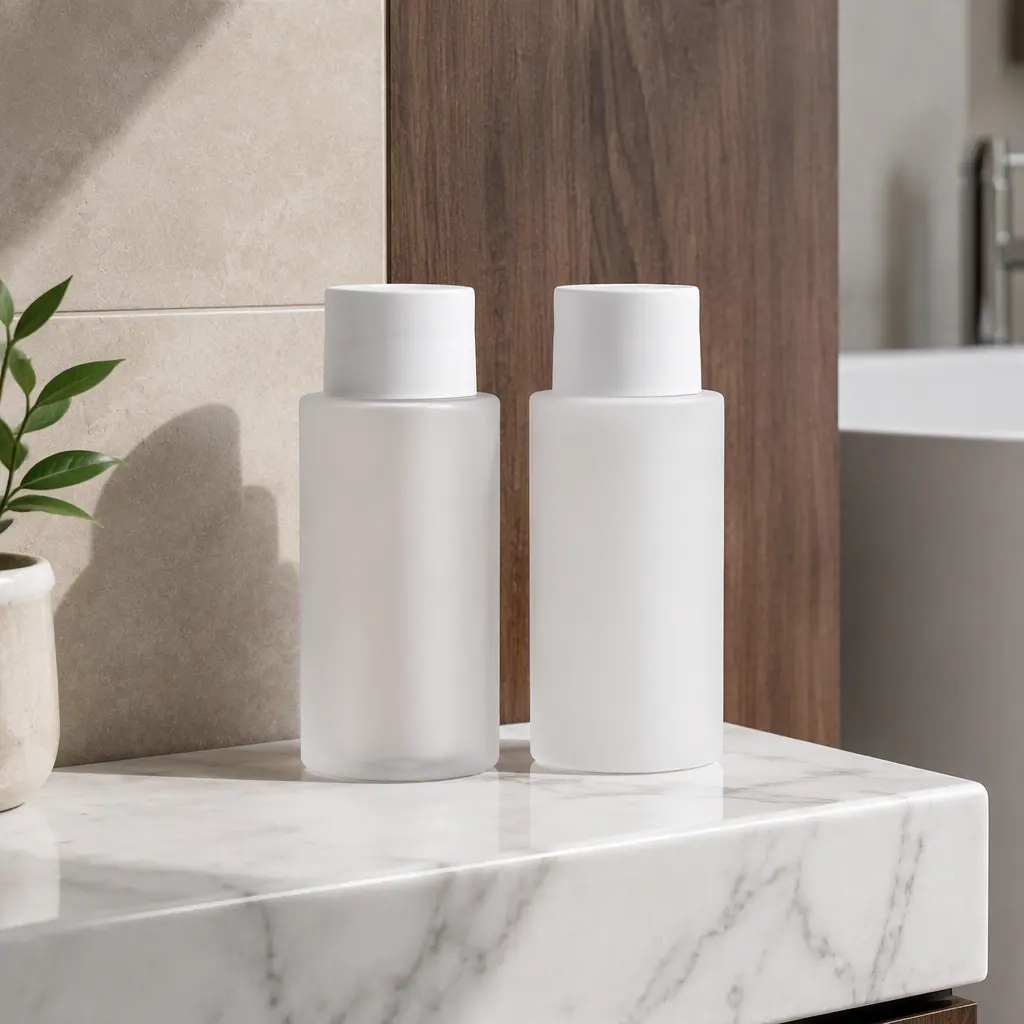 300ml matte cylinder PET lotion bottle, empty cosmetic container with white double screw cap for skincare liquid storage