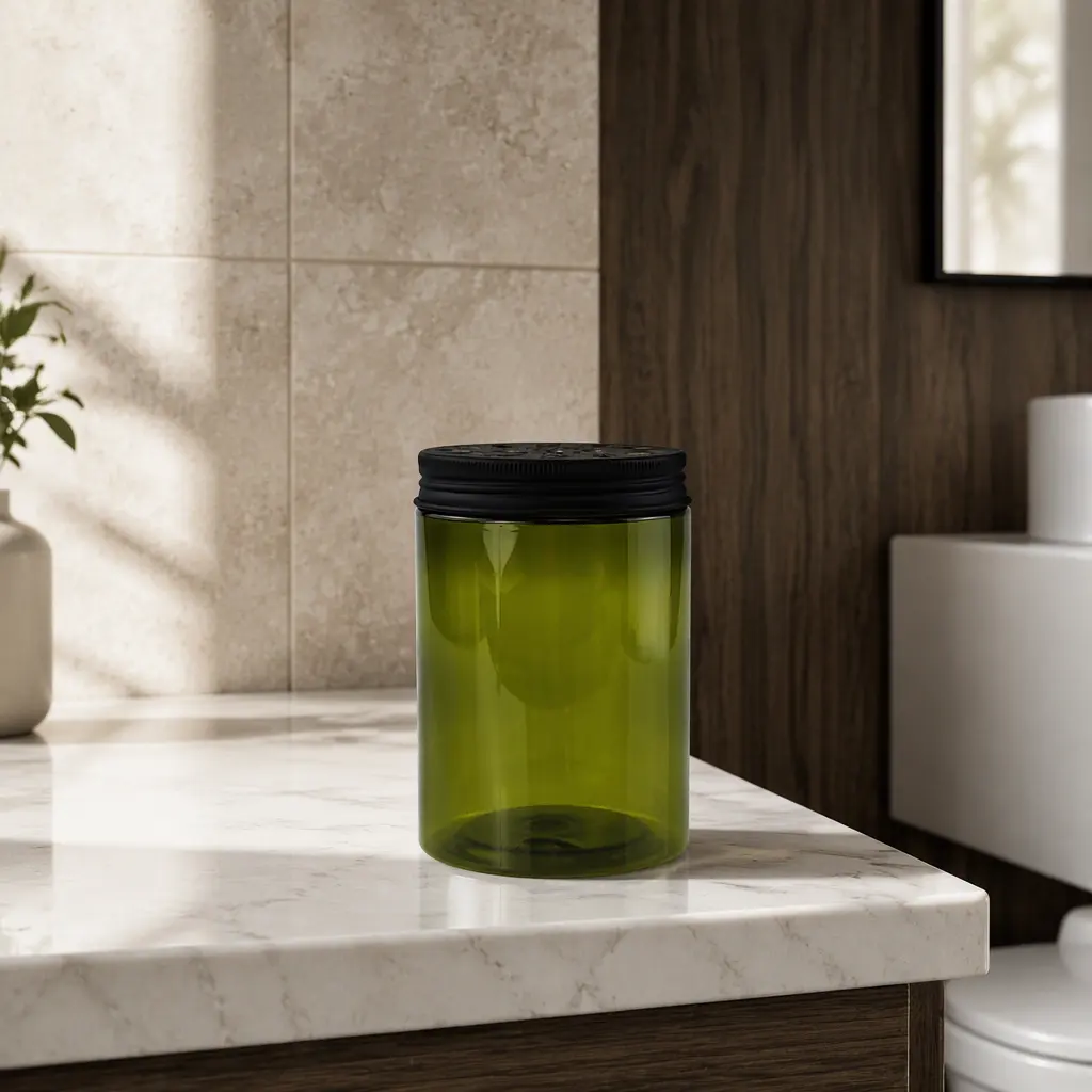 300ml clear wide mouth PET plastic jar, empty cosmetic container with aluminum silver screw top lid