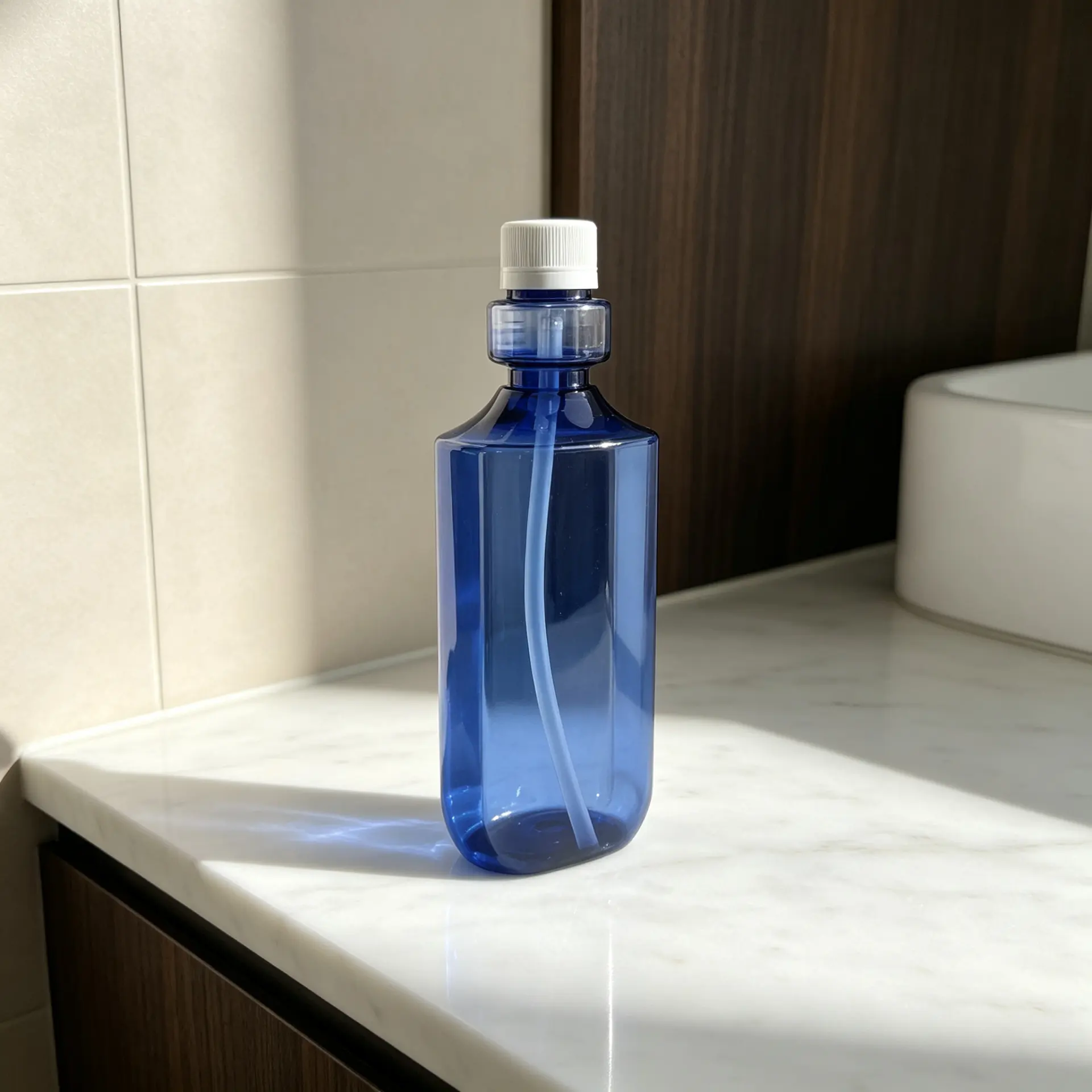 Transparent empty 500ml PET quantitative mouthwash bottle, customized packaging for breath freshener mouthwash