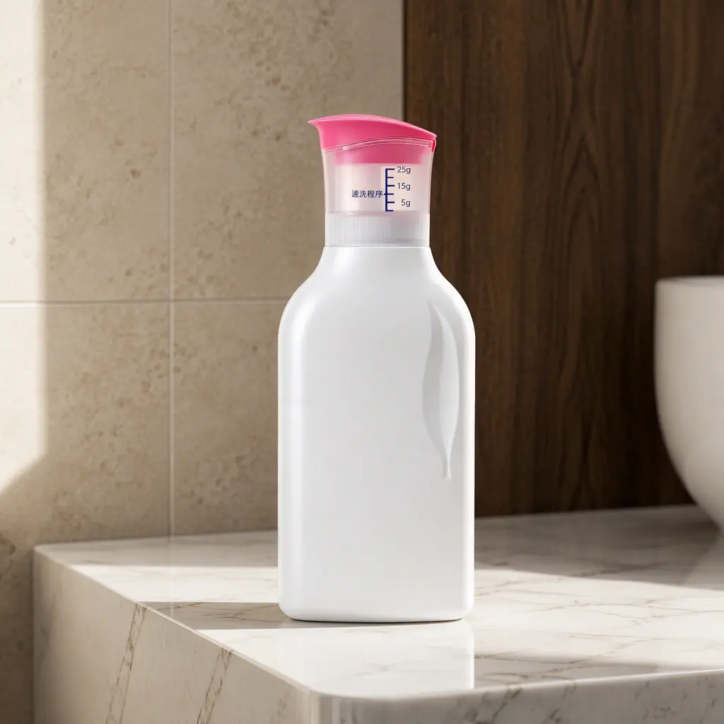 800ml PET empty laundry detergent bottle with measured cap, multi color plastic cleaner container for wholesale packaging