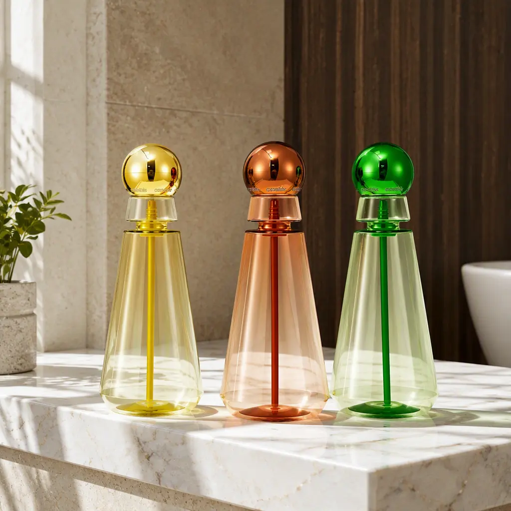 410ml green gradient conical PET bottle with round ball pump, luxury cosmetic dispenser bottle for toner body lotion custom logo