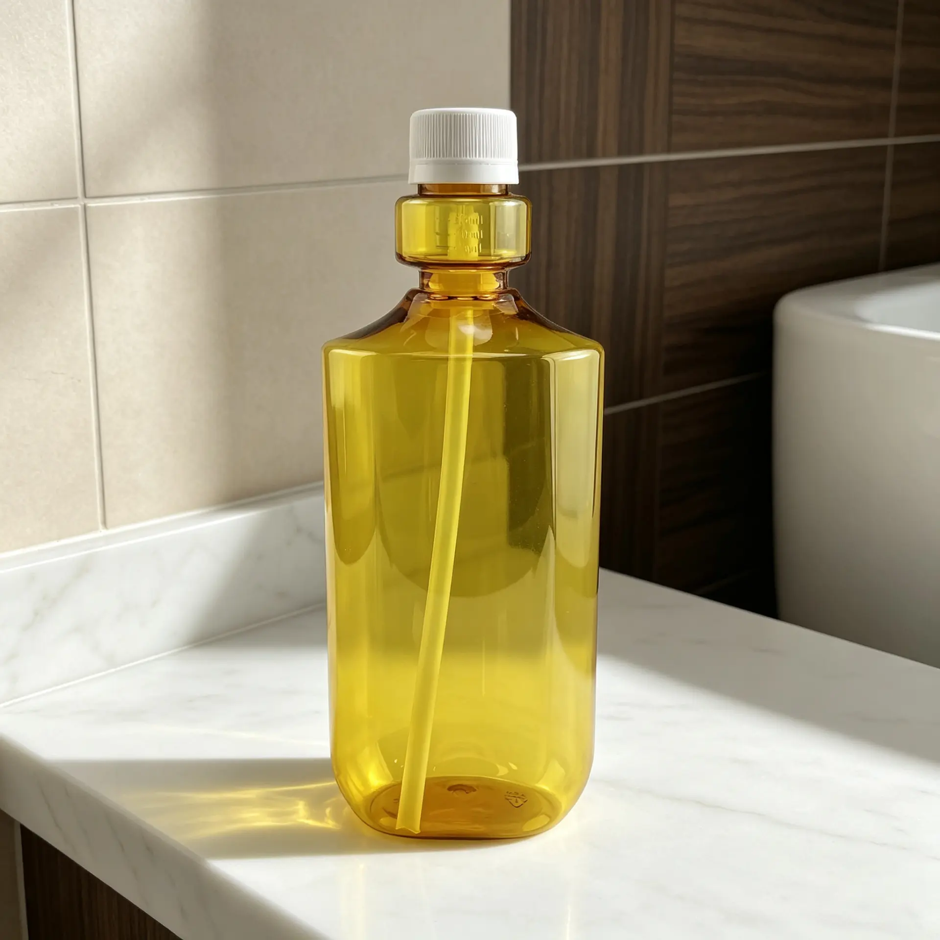 500ml flat PET mouthwash bottle, customized silk screen printing logo, surface labeling oral care plastic bottle