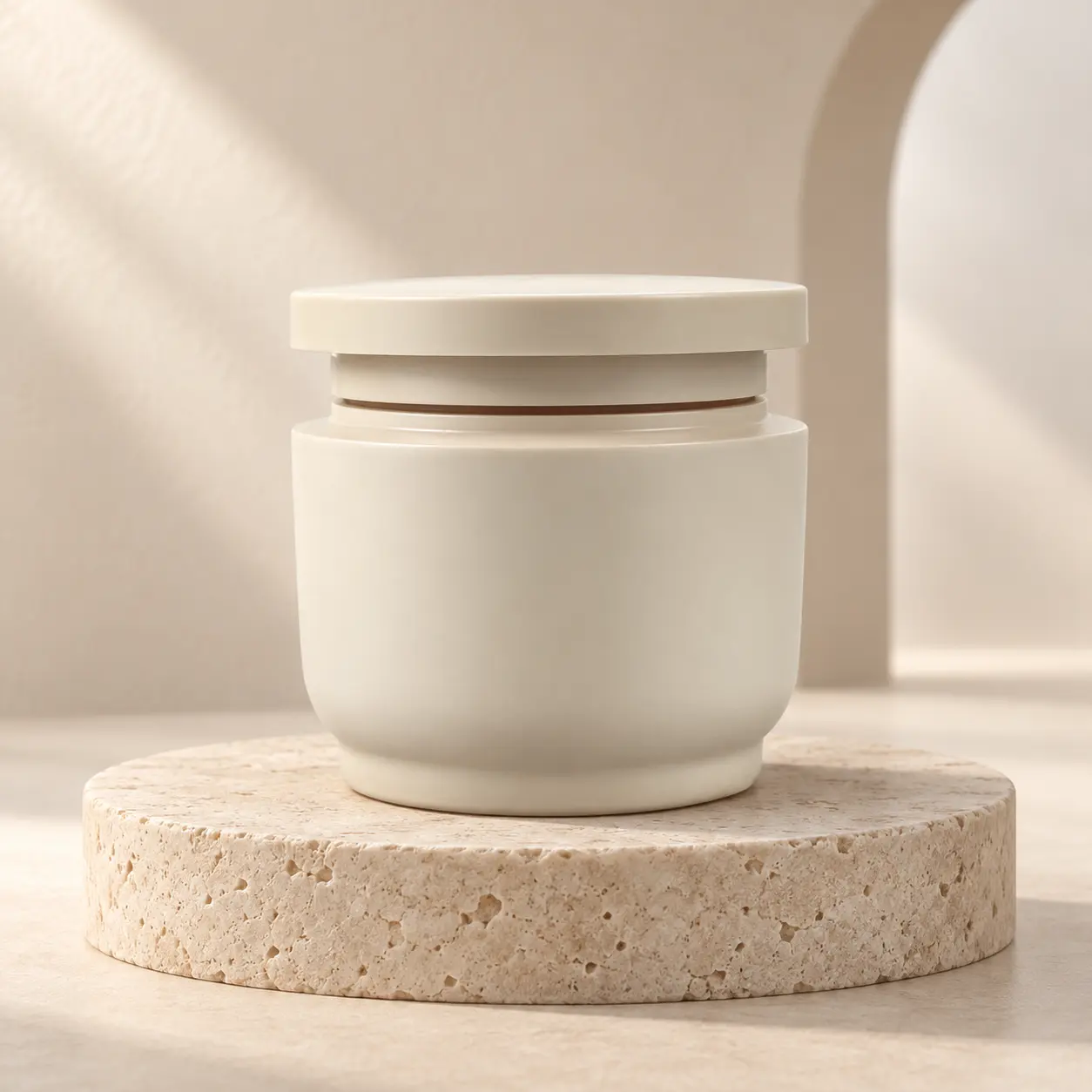 250g cream white round plastic cosmetic cream jar with flat round lid, empty refillable jar for body cream and body scrub